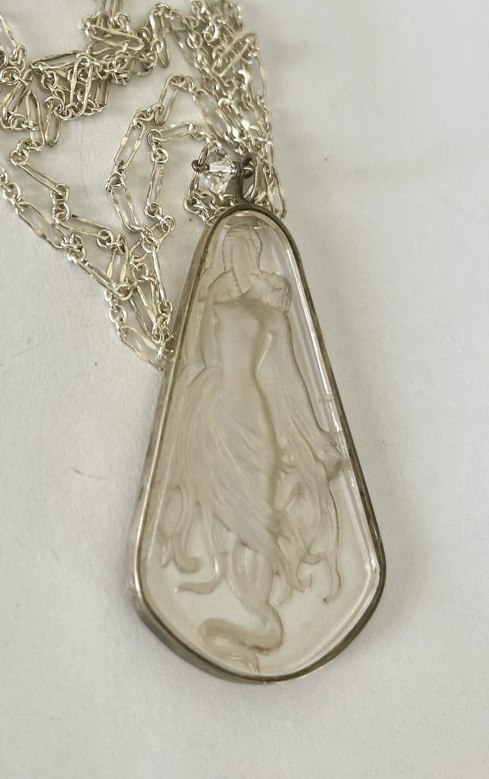 RARE Intaglio West German, Lalique? Leda and The Swan Pendant Unknown Maker