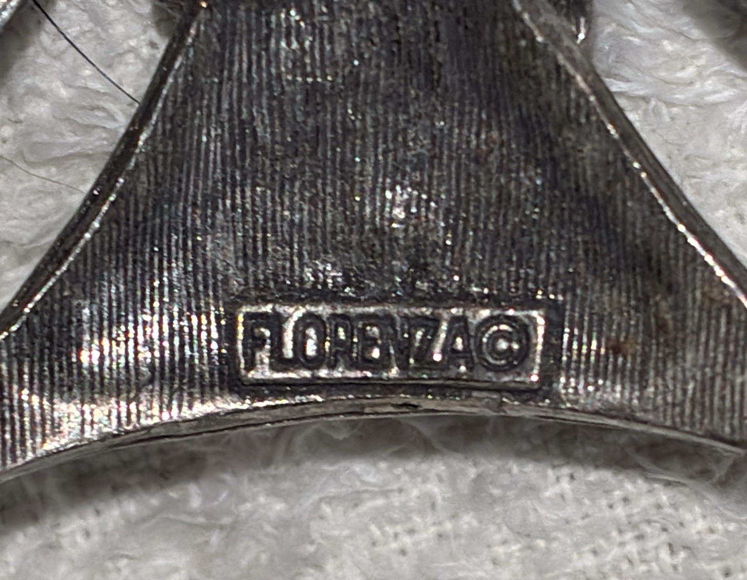 Vintage FLORENZA pendant brooch MALTESE CROSS IRON unknown gemstone medieval