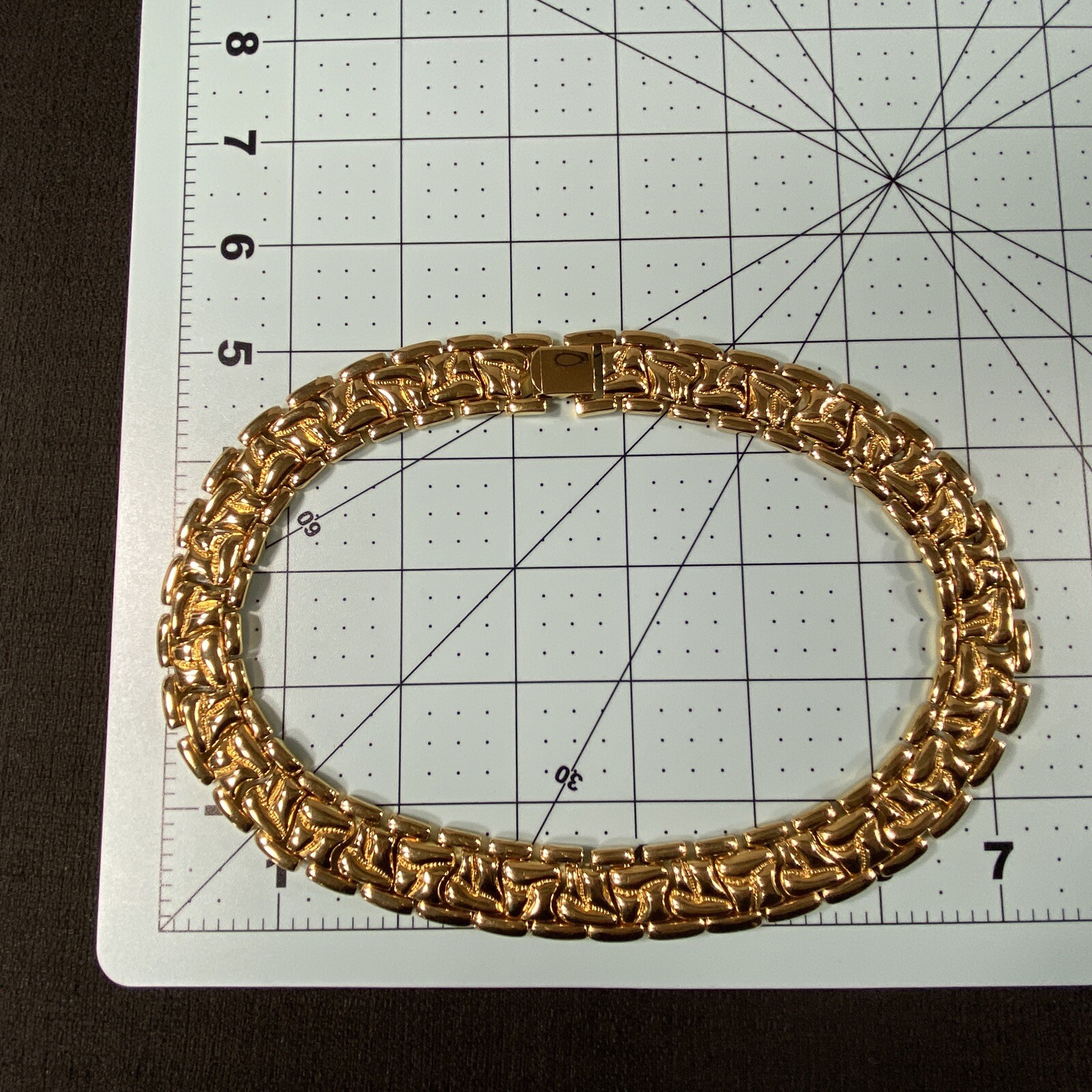 Vintage Gold Tone Linked Choker Collar Statement Necklace 12 in