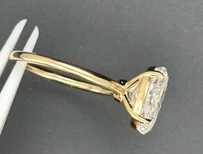 3.00CT Oval Cut White Moissanite Women’s Party Ring In Pure 10K Yellow Gold FN