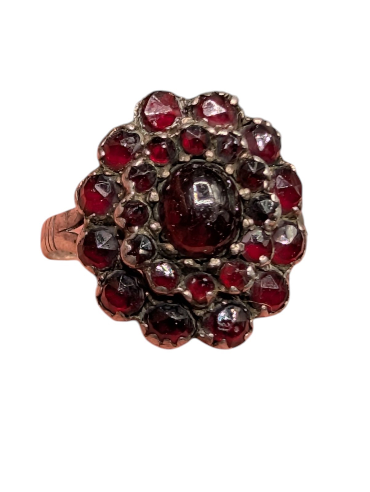 Vintage Sterling Silver Rose Cut Garnet Bohemian Czechoslovakia Ring Sz 8 ⚠️Read