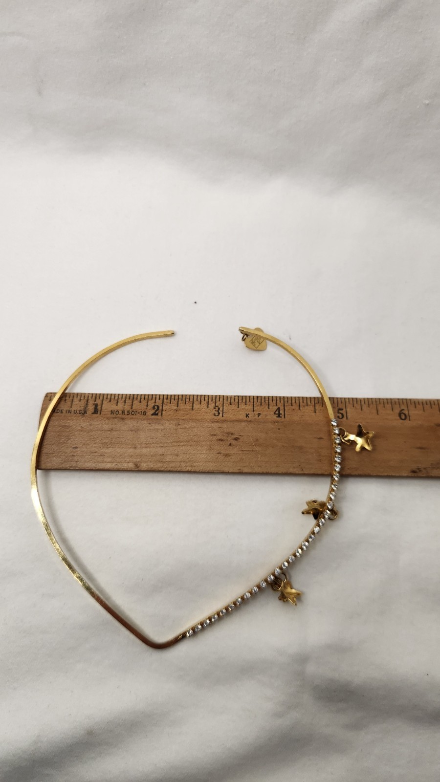 Lunch at the Ritz Star Charm Collar Necklace Goldtone Rhinestones