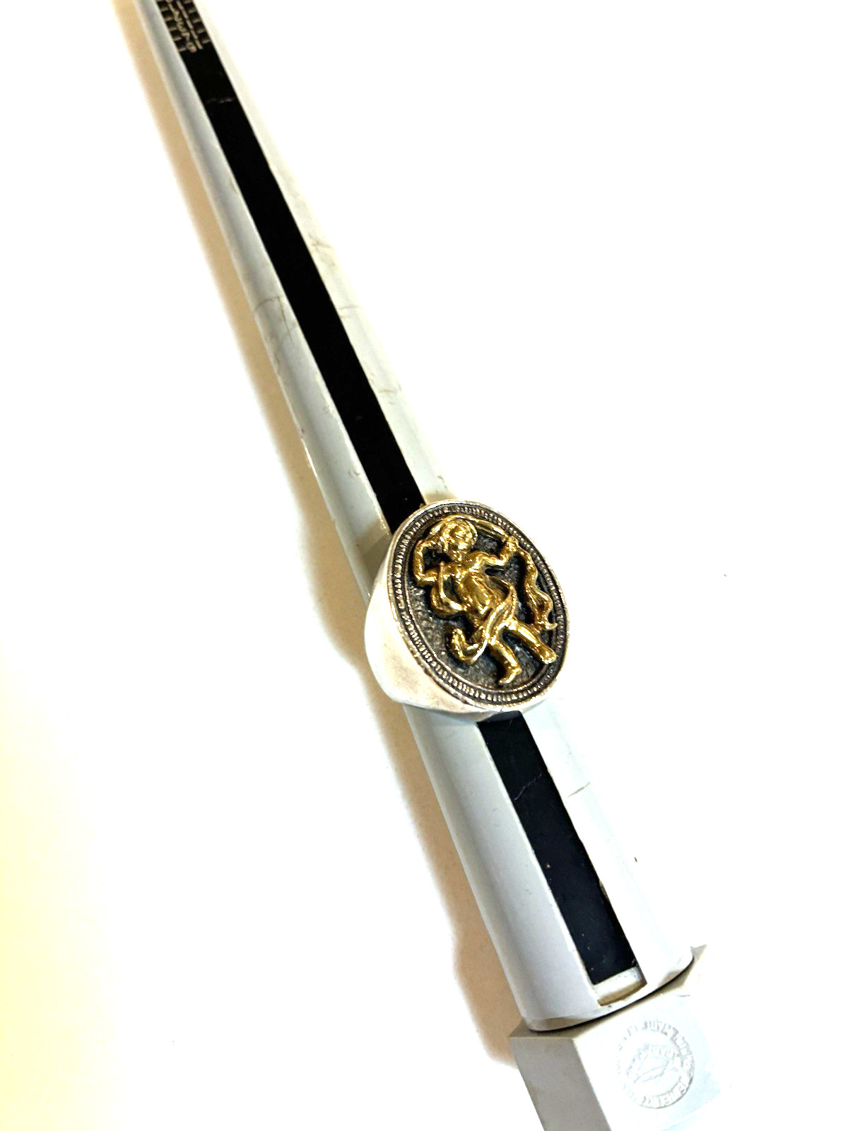VINTAGE STERLING SILVER & GOLD MEN’S RING UNIQUE FIGURAL HEAVY WOW