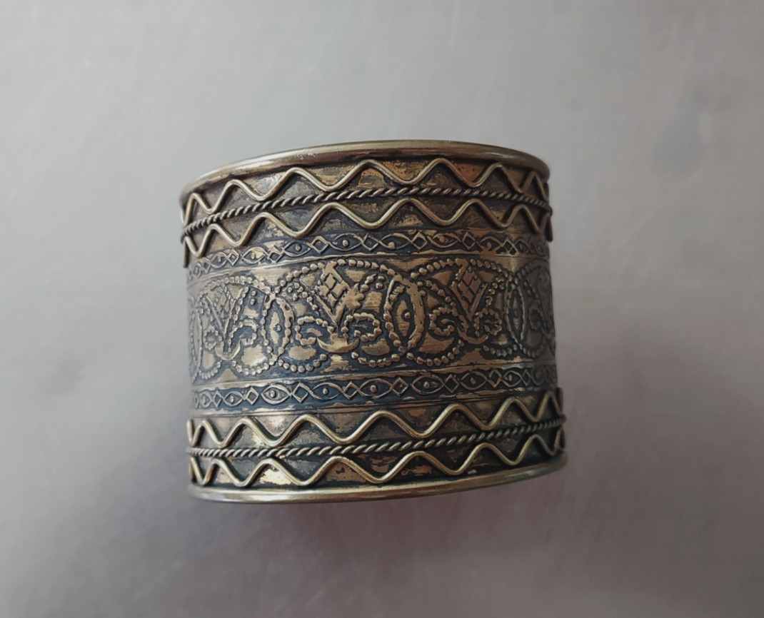 Tribal Cuff Bracelet Brass Bohemian Wide Statement Bangle Vintage