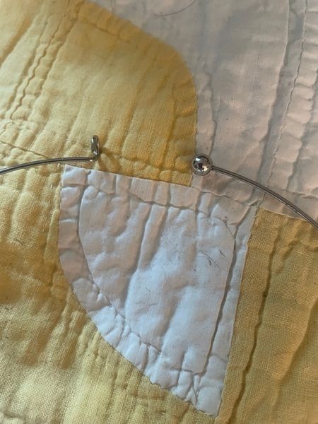 SS NECK WIRE WITH BLACK & WHITE GLASS BEAD, FROM PARIS – NEW, NEVER WORN