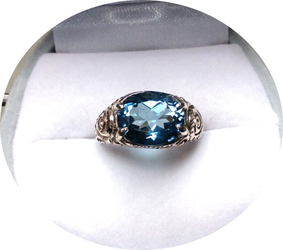 Estate – LONDON BLUE Blue Topaz Ring – Solid 14K Yellow Gold – Sz 6.75…