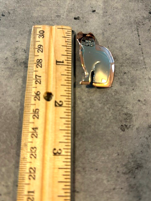 Vintage Signed Anna Mixed Metal Silver & Copper Cat Brooch