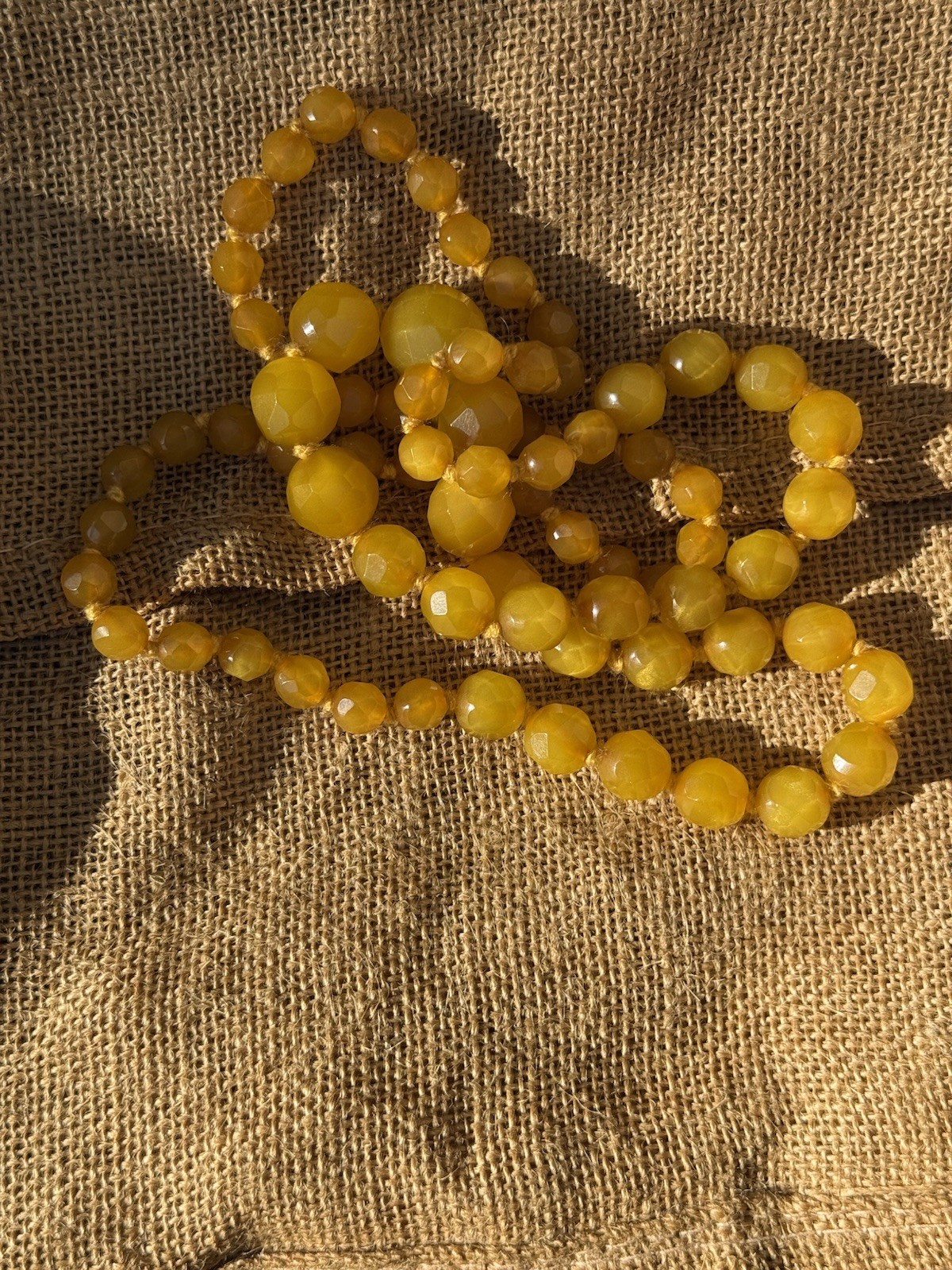 Vintage Butterscotch Honey Catalin Necklace GRADUATED FACETED Beads 35″ 63g
