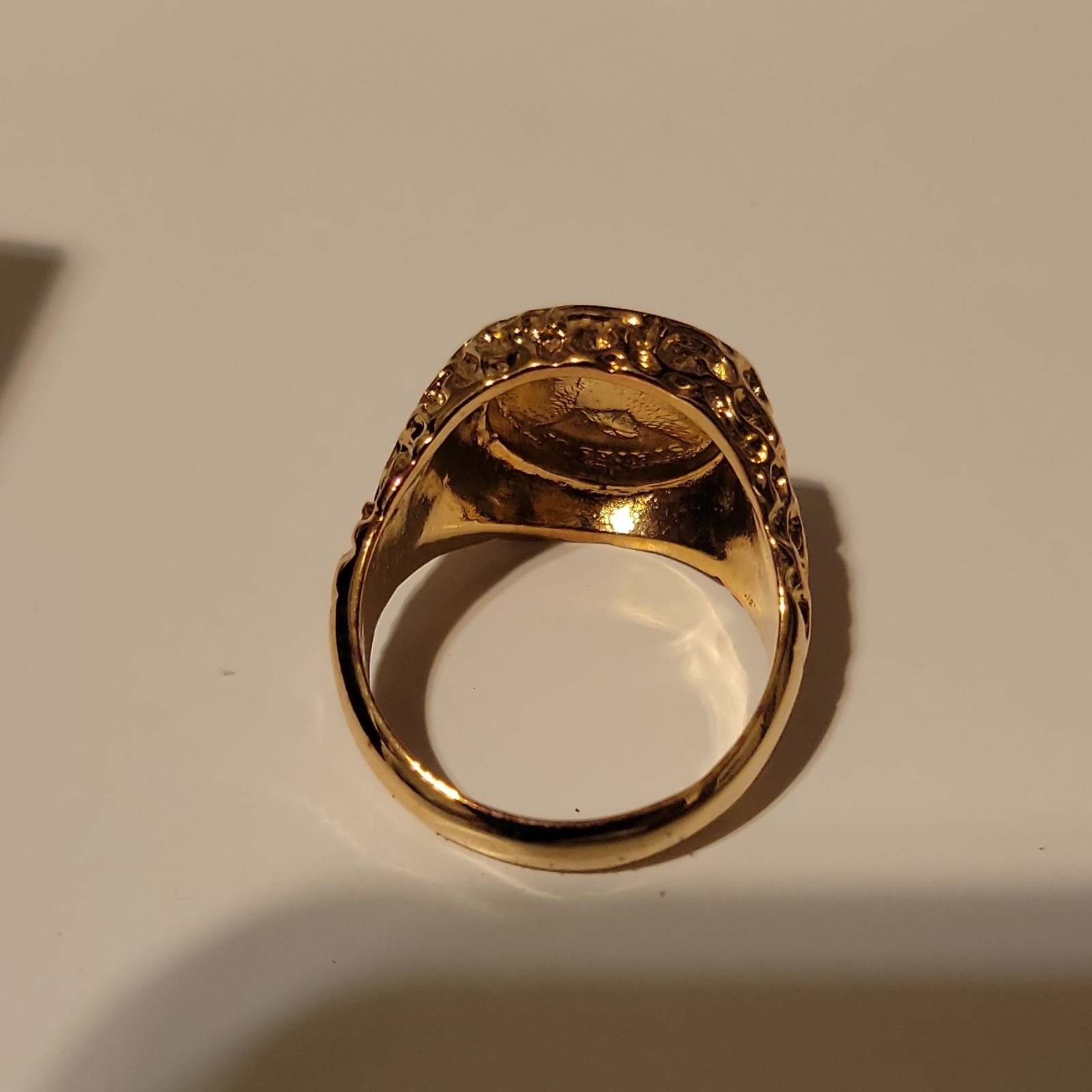 Vintage Gold & Silver Coin Design Round Ring 1873 USA Metal No Stone