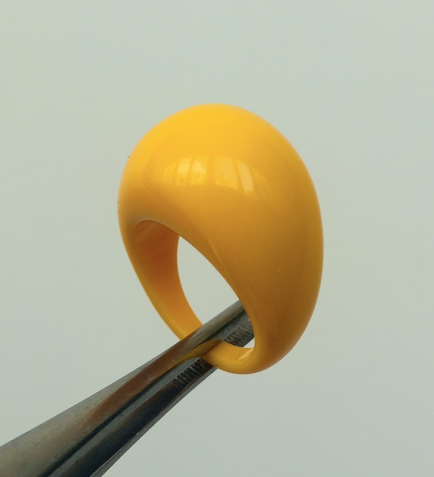 Summer Ring № 167 Lucite Acrylic Plastic Dome Ring Yellow Color Size 8