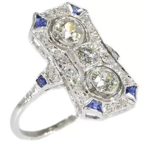 4.55Ct Art Deco Style Lab Created Diamond Engagement 14K White Gold Finish Ring
