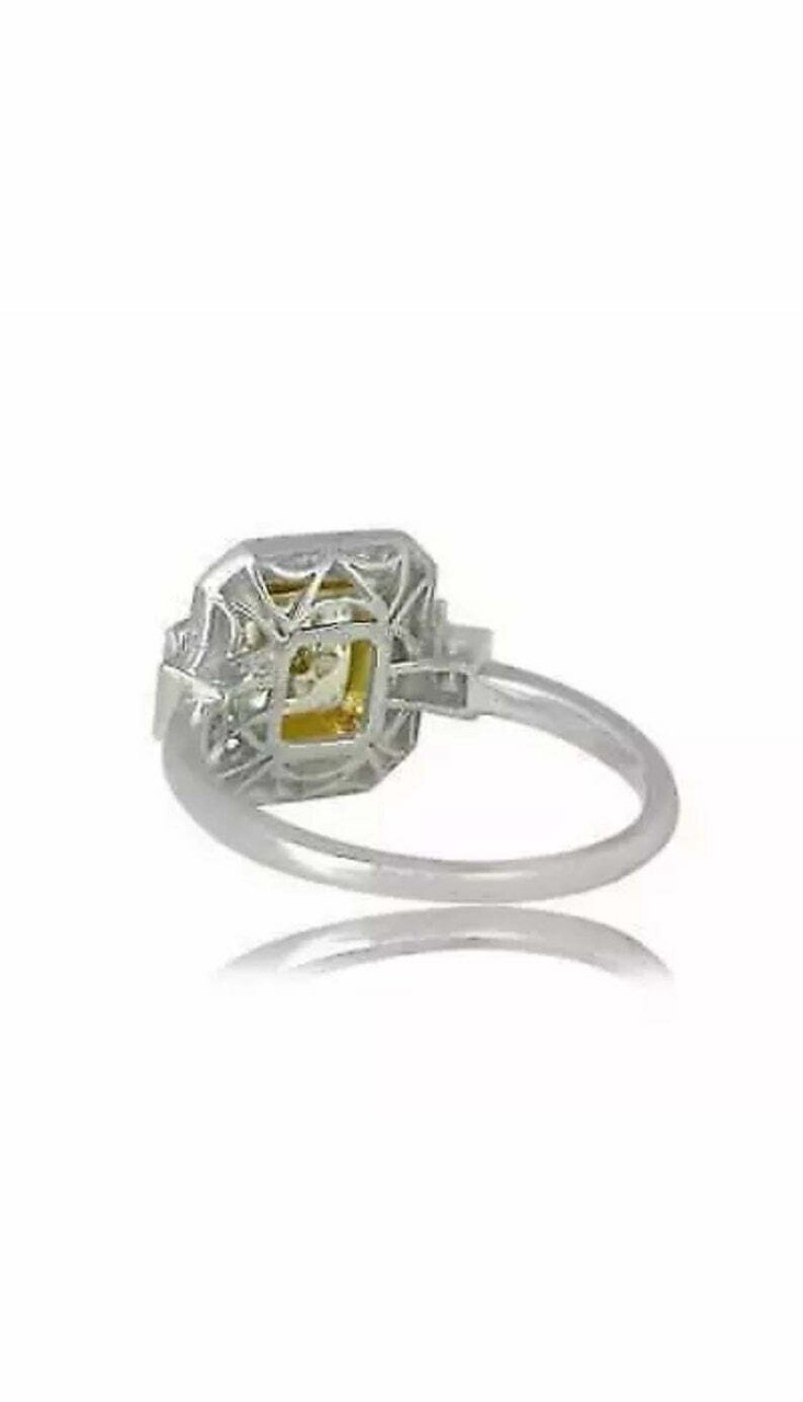 3.50Ct Lab-Created Canary Diamond Art Deco Vintage Style Wedding Ring 925 Silver