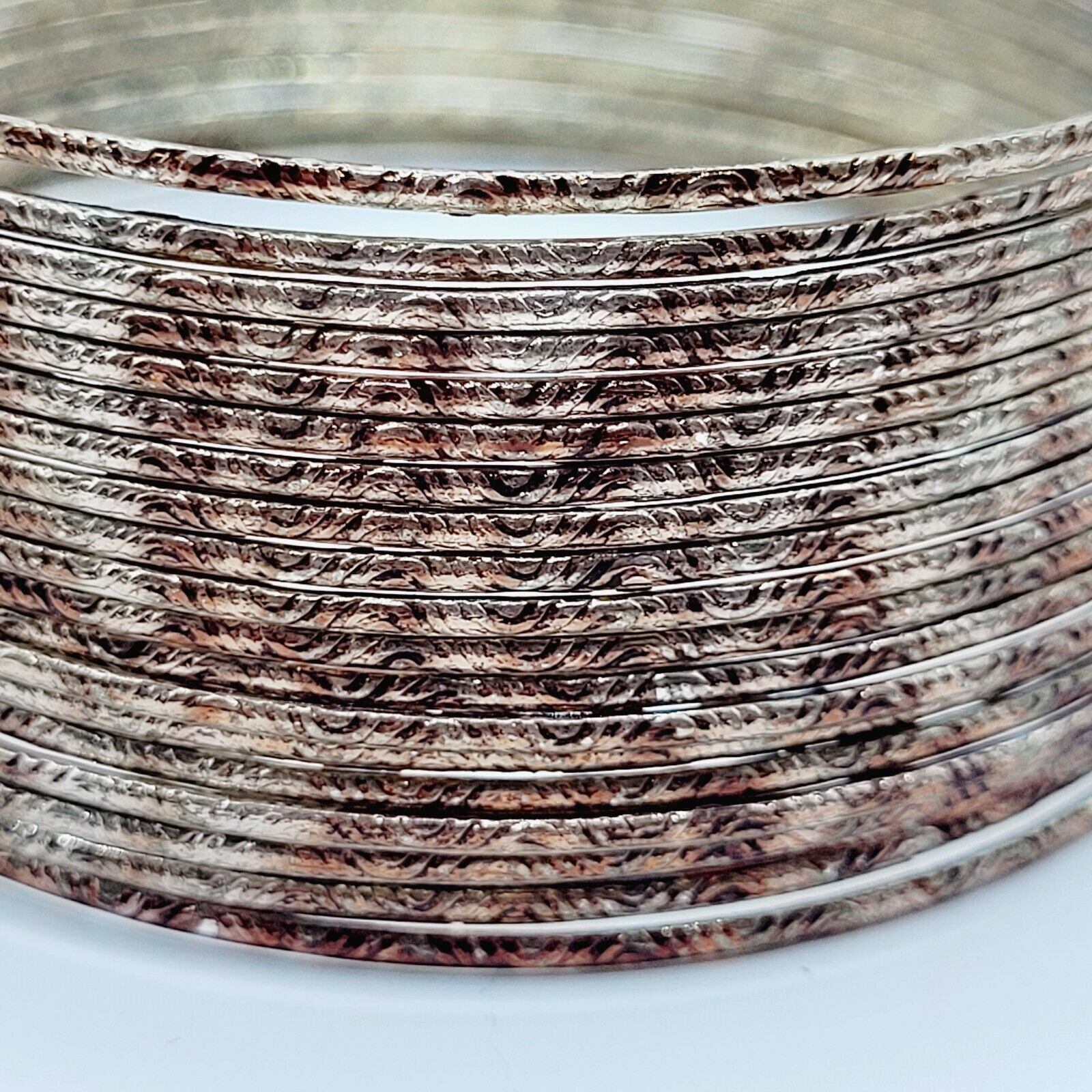 Slinky Wide Wrap Thin Wire Bangle Coppery Gold Tone Metal Vintage Bracelet