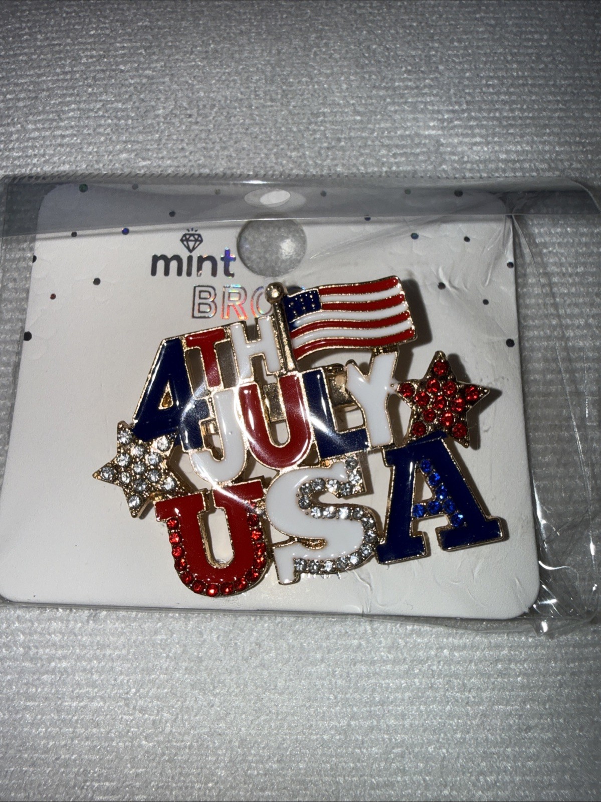 4th Of July Enamel Gold Tone Brooch Trendy 2026 NWT