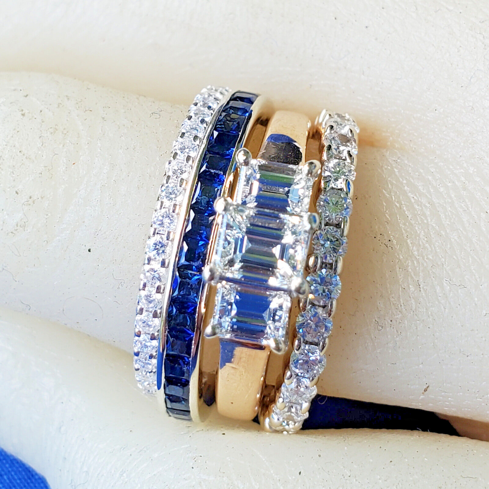 EARTH MINED DIAMOND Deco Style Wedding BAND 14K GOLD Stacking Anniversary RING