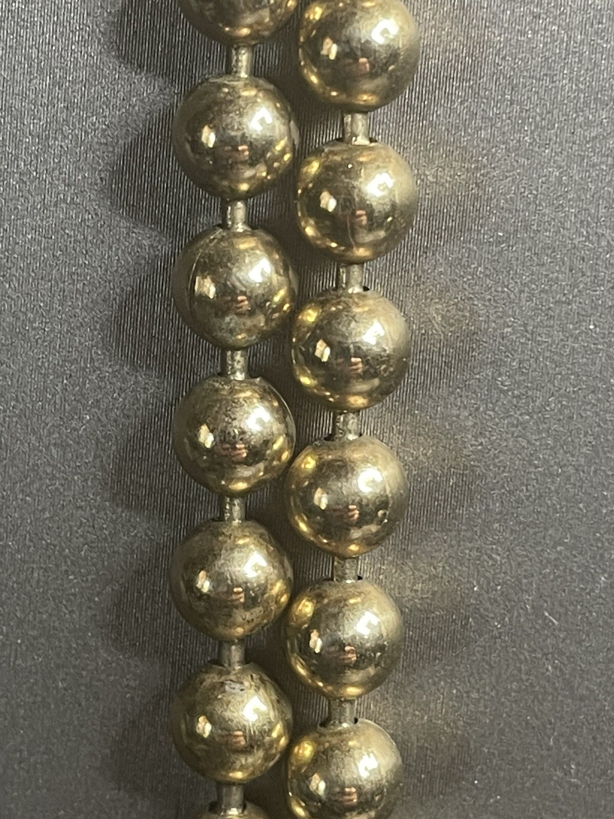 Miriam Haskell 60” Gold Tone 6.4mm Metal Bead Flapper Necklace Signature Clasp