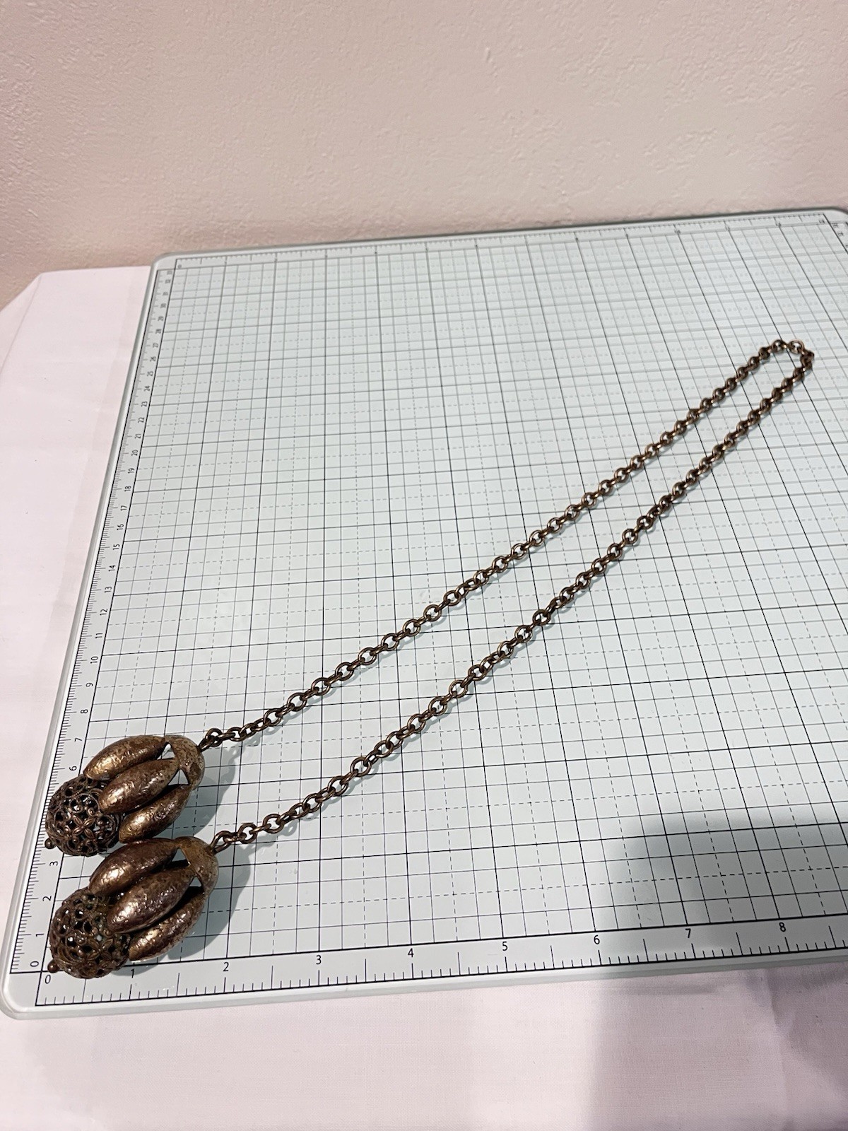 Joseff Of Hollywood Rare Lariat Acorns Necklace Russian Gold Finish Book Piece