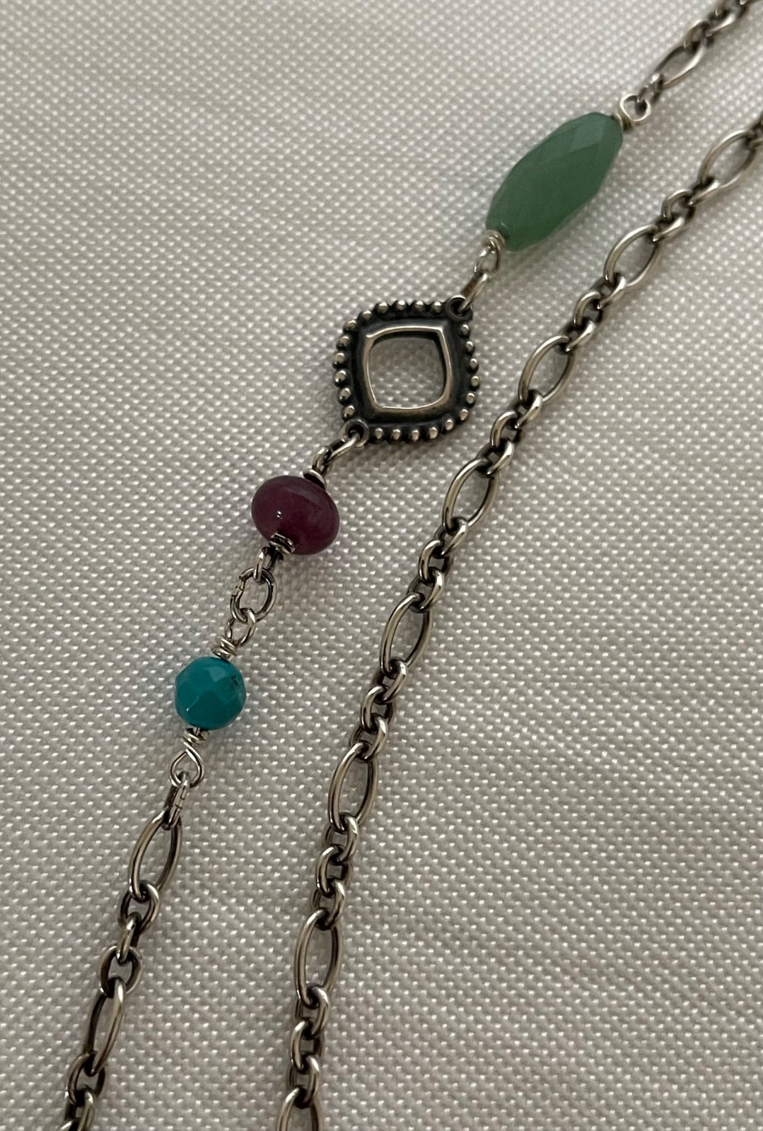 Rare & Retired JAMES AVERY 42″ Sterling Silver & Gemstones KALEIDOSCOPE Necklace