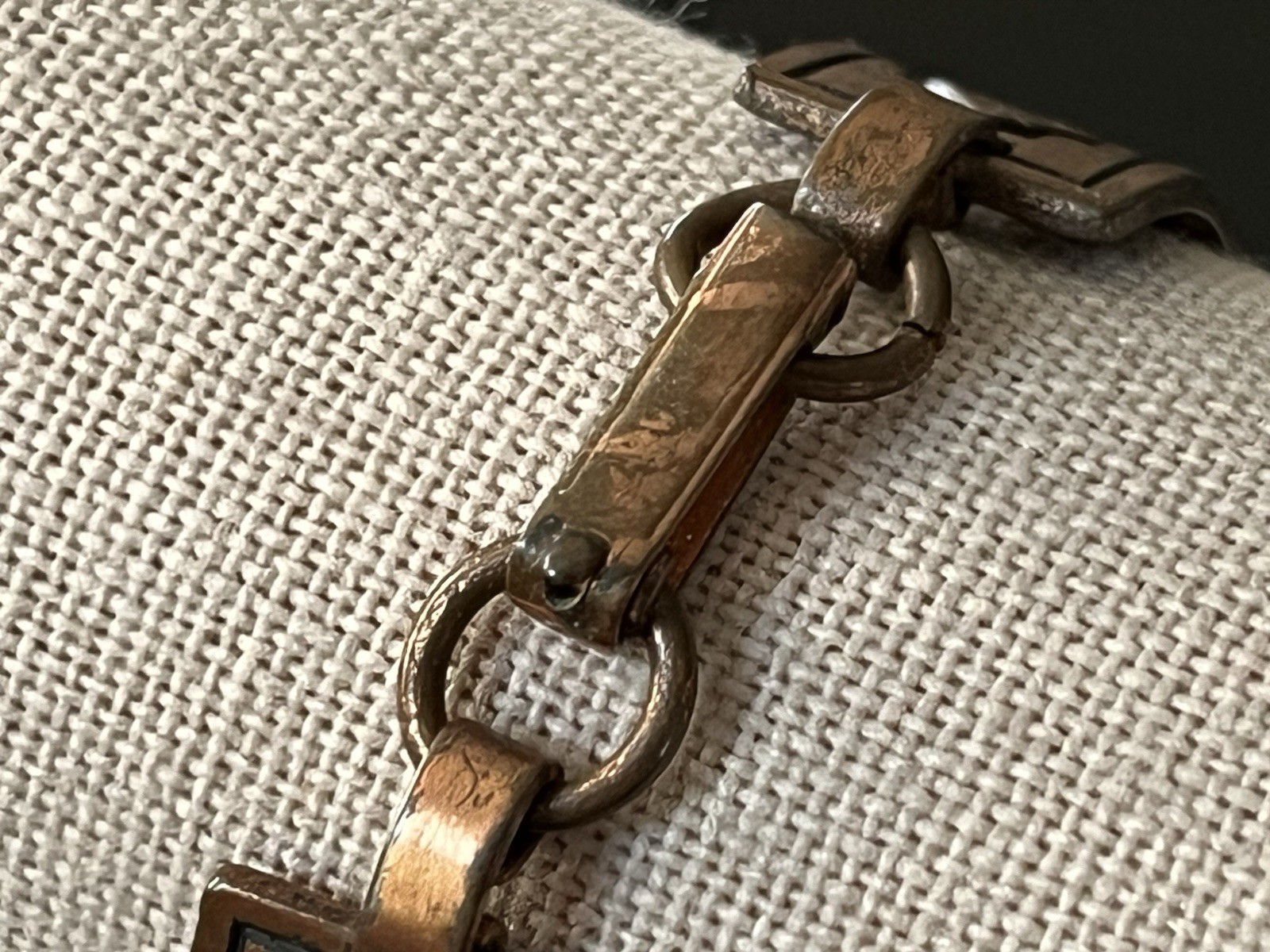 VTG Southwestern Style Rectangular Copper 6 1/4” Panel Link Bracelet Geometric