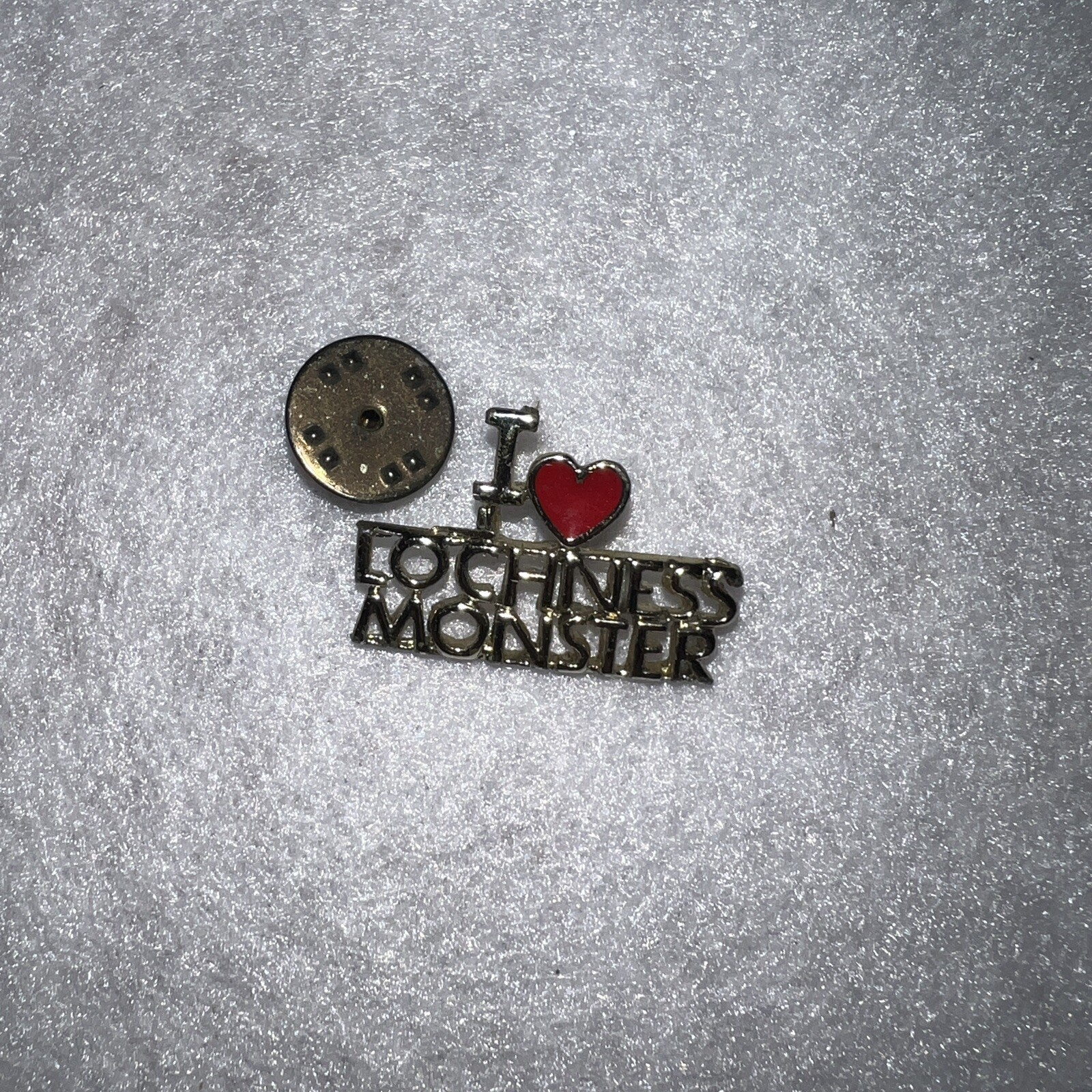 I Love Loch Ness Monster Rare Lapel Pin Red Enamel Heart Silver Tone