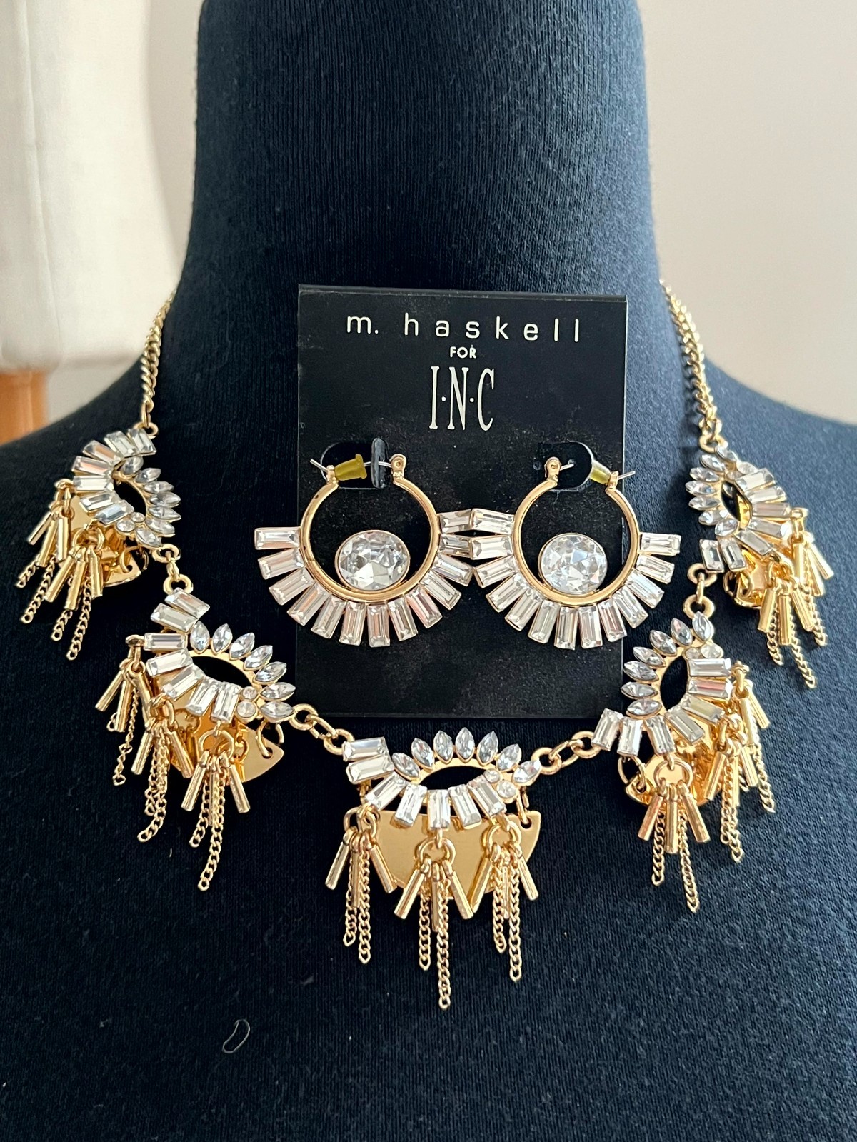 Vintage M. Haskell for INC earrings BN plus other necklace Runway Statement