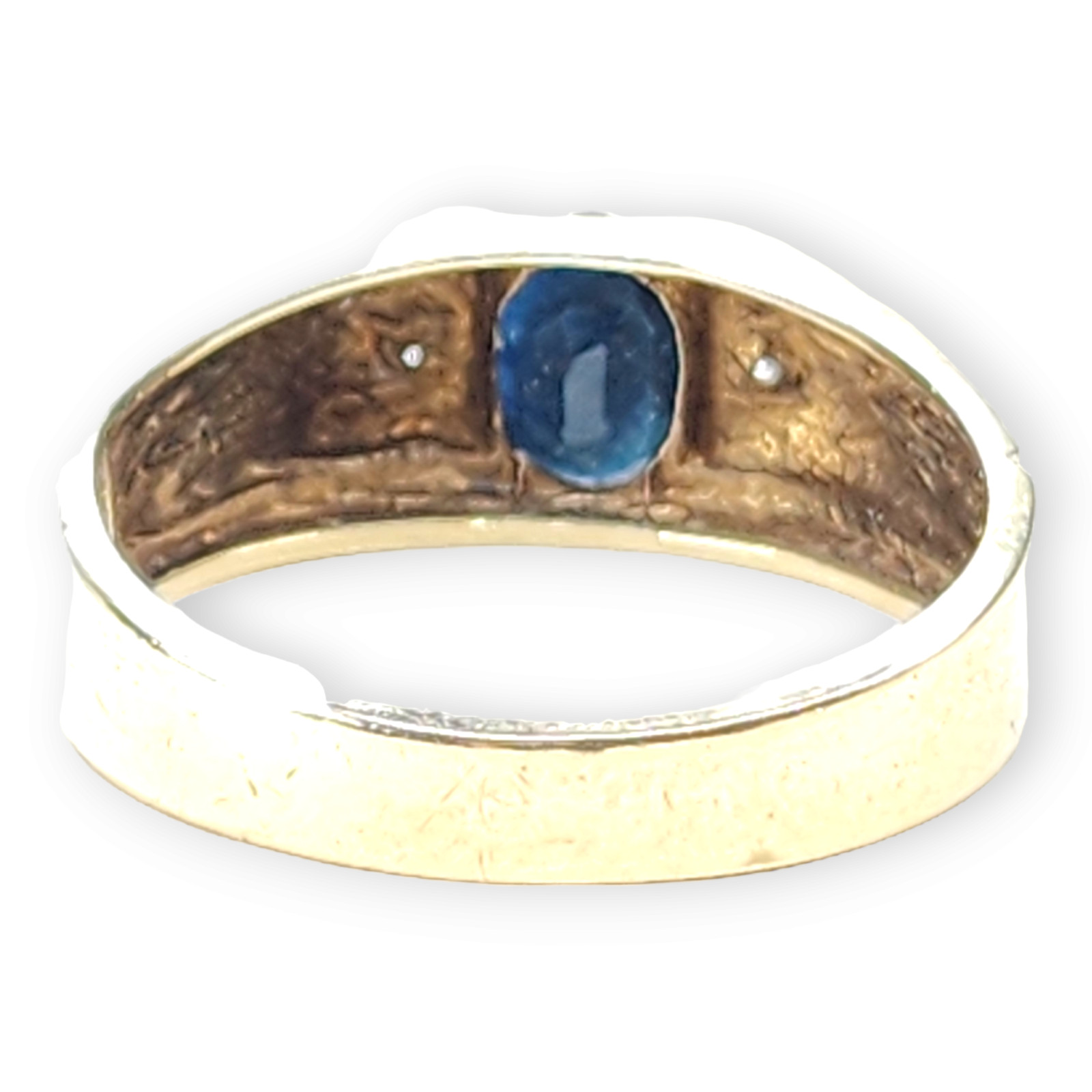 14KT Yellow Gold Vintage Sapphire Diamond Ring Size 9.75