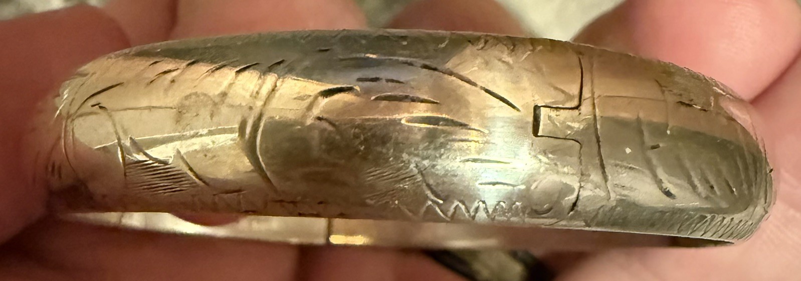 Vintage Silver Hinged Bangle Bracelet With Safety Chain Stamped 925