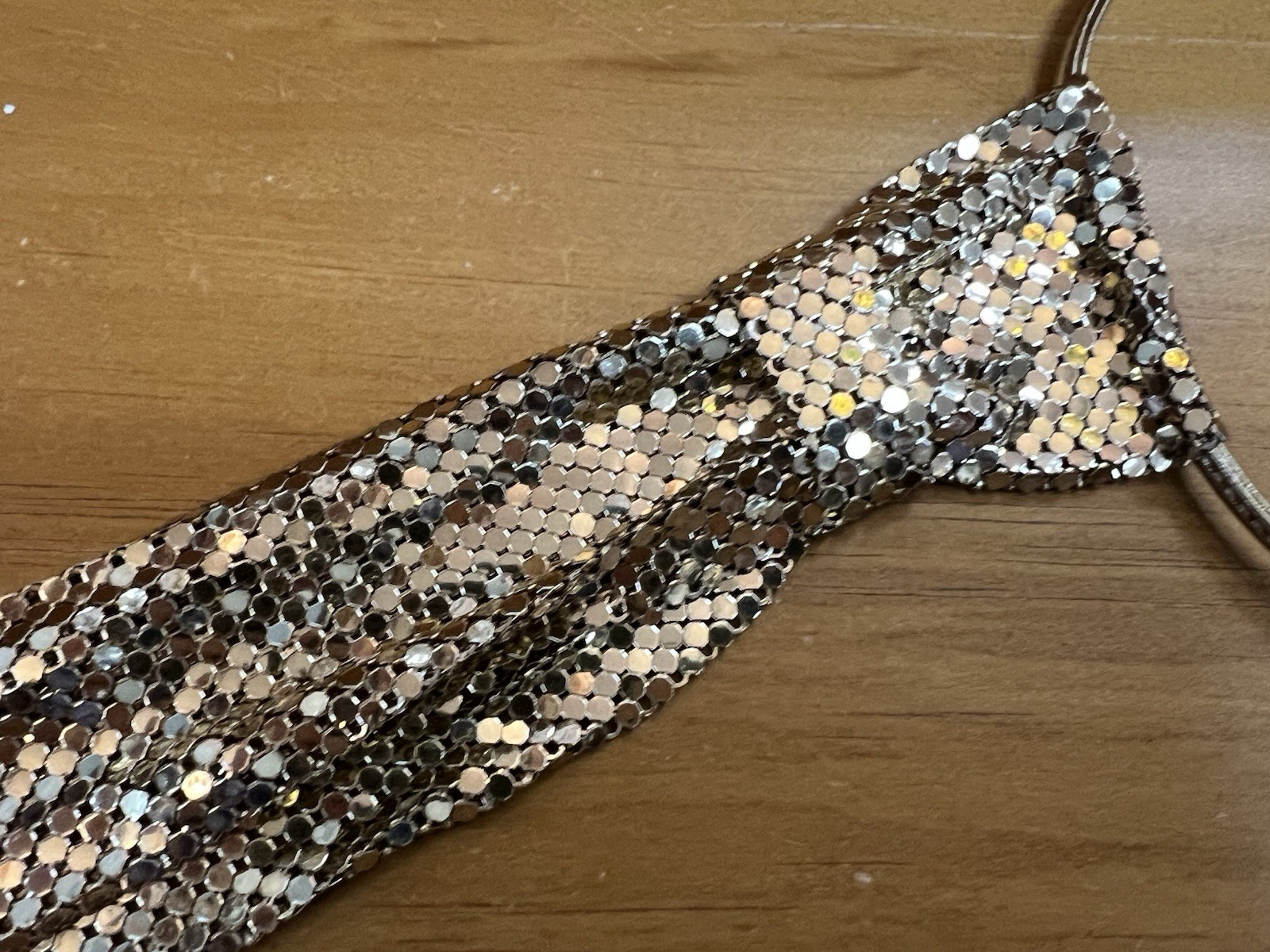 Whiting Davis Necklace Goldtone Mesh Necktie Necklace Tie