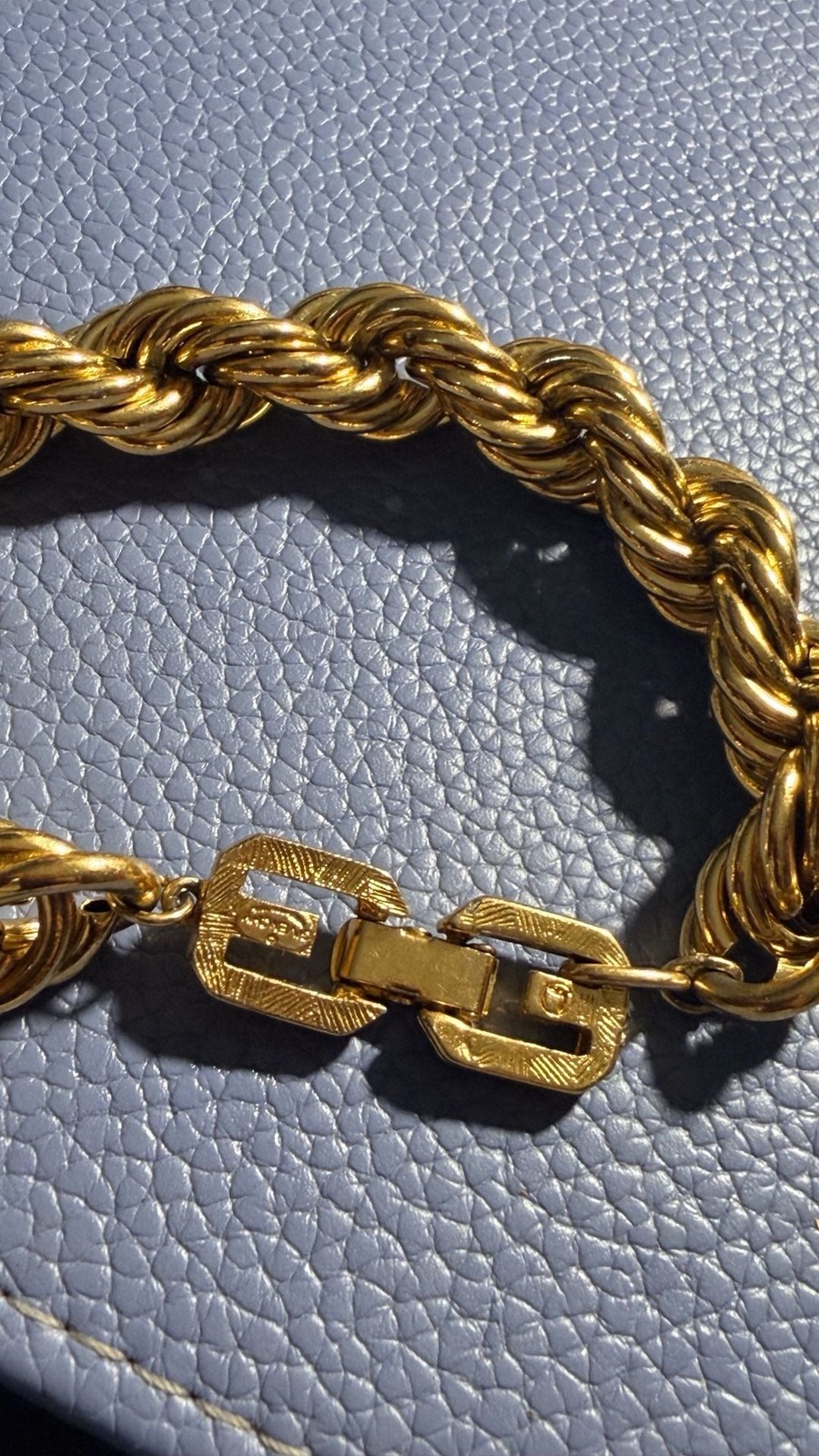 Vintage Givenchy Chunky Gold-Tone Rope Chain Bracelet with G-Logo Clasp