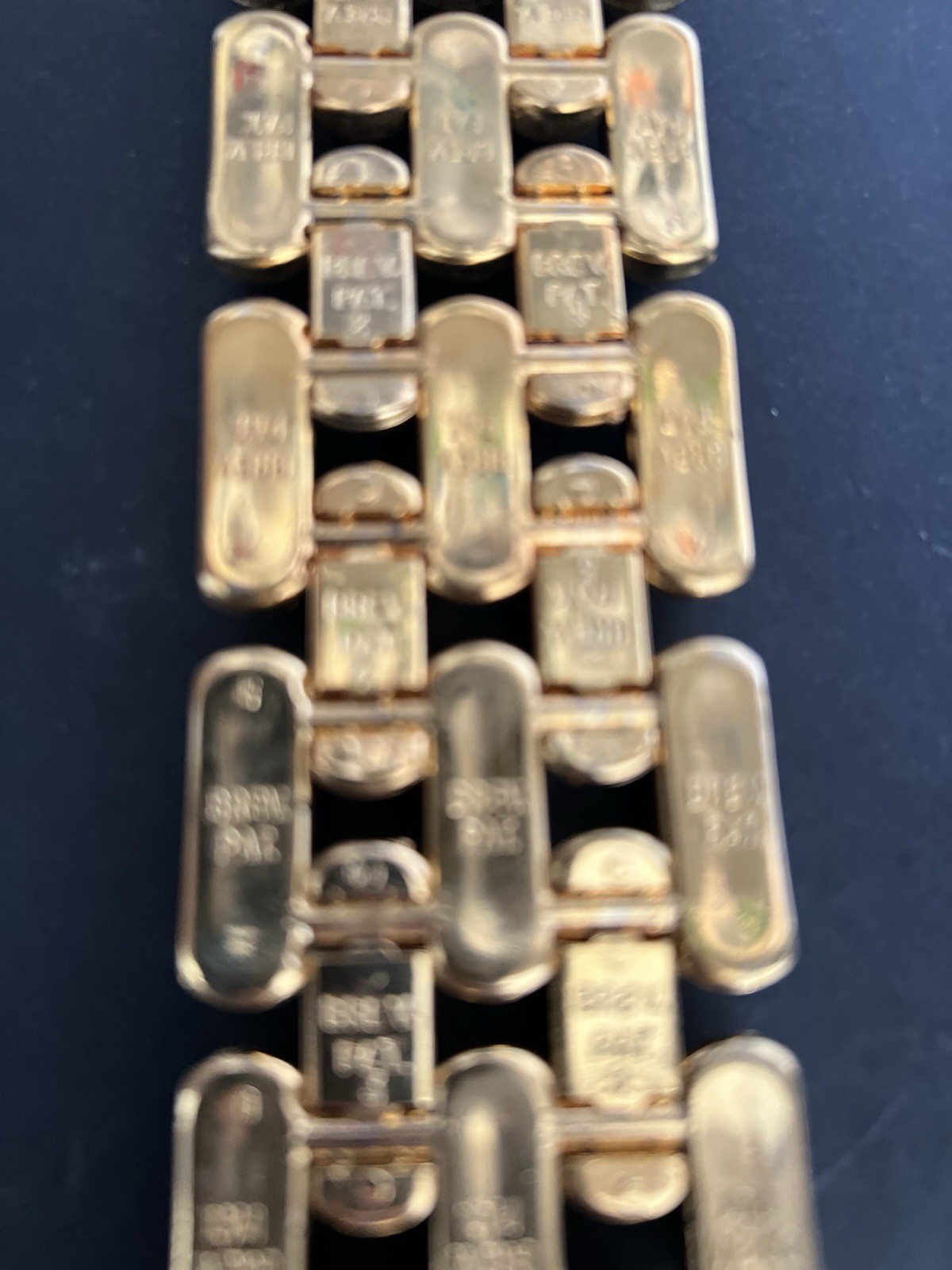 Vtg Italian Bracelet Brev. Pat. gold Plate 1960s Mid Century 8″ (CLASP DAMAGED)
