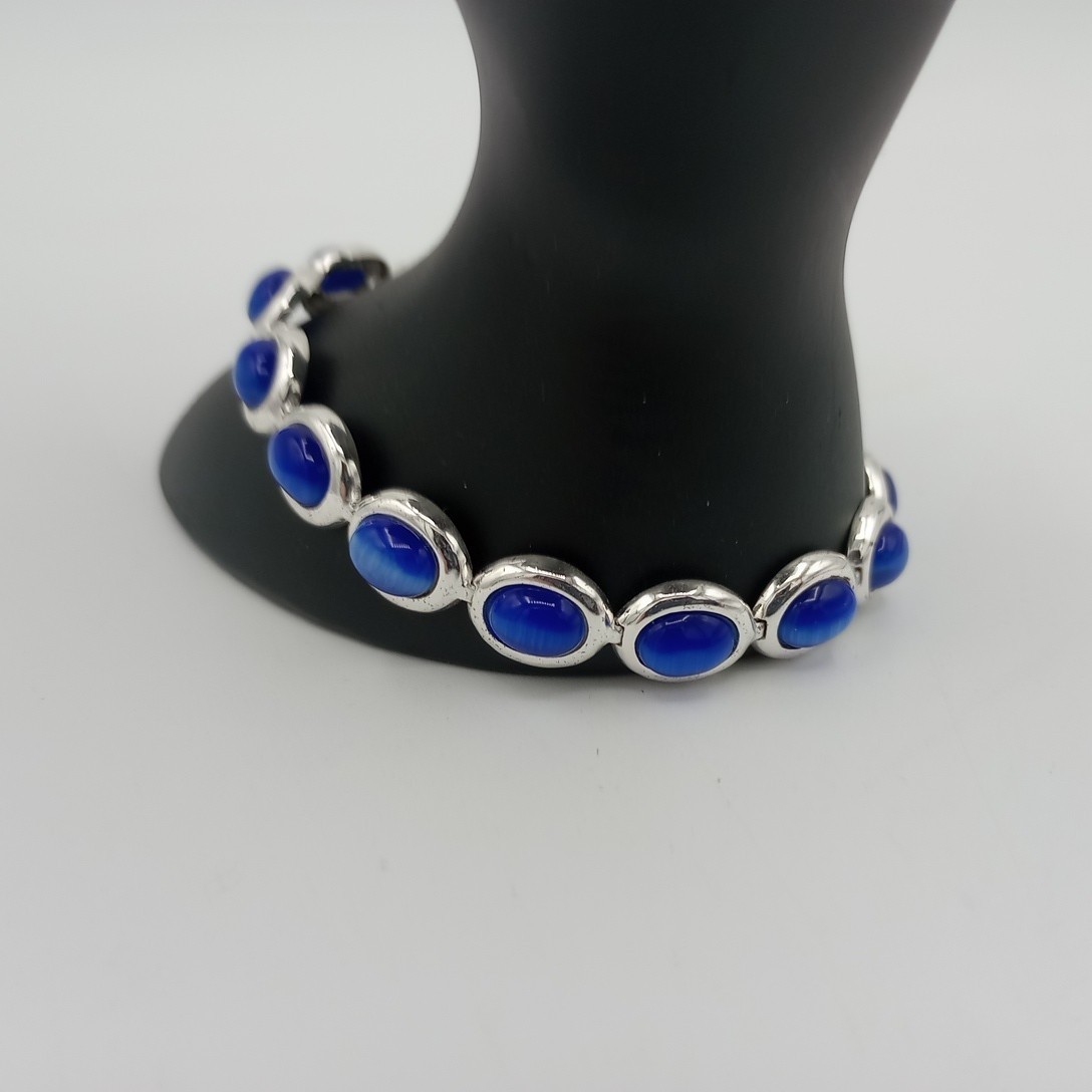 FAS DESIGNER Sterling Silver Blue Lapis Stone Bracelet Vintage Fashion Jewelry