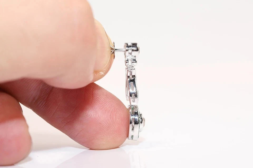 Art Deco Lab Created Diamond Wedding Antique Gift Earring 14K White Gold Finish