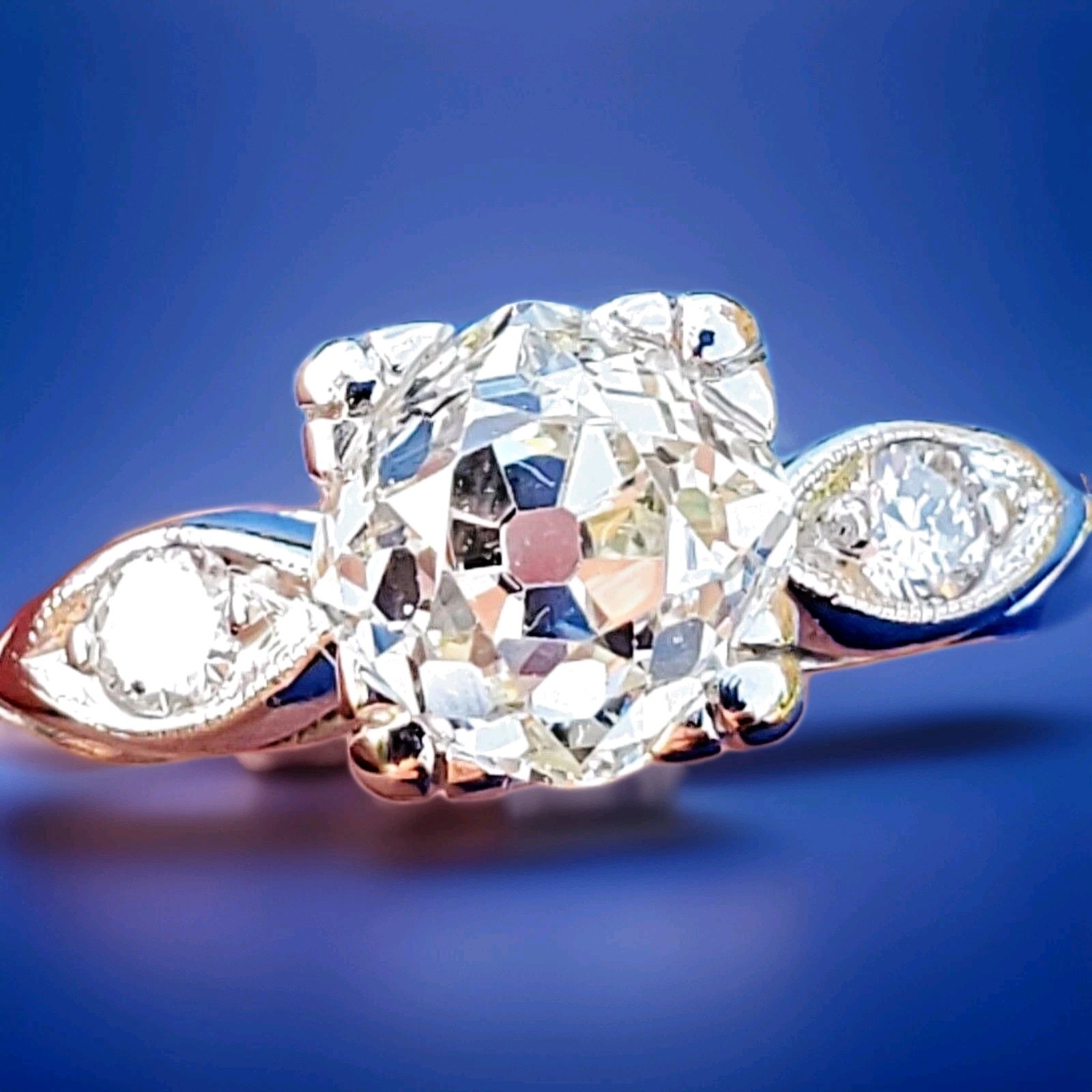 NATURAL EARTH MINED DIAMOND ORIGINAL Art DECO Engagement Ring PLATINUM Solitaire