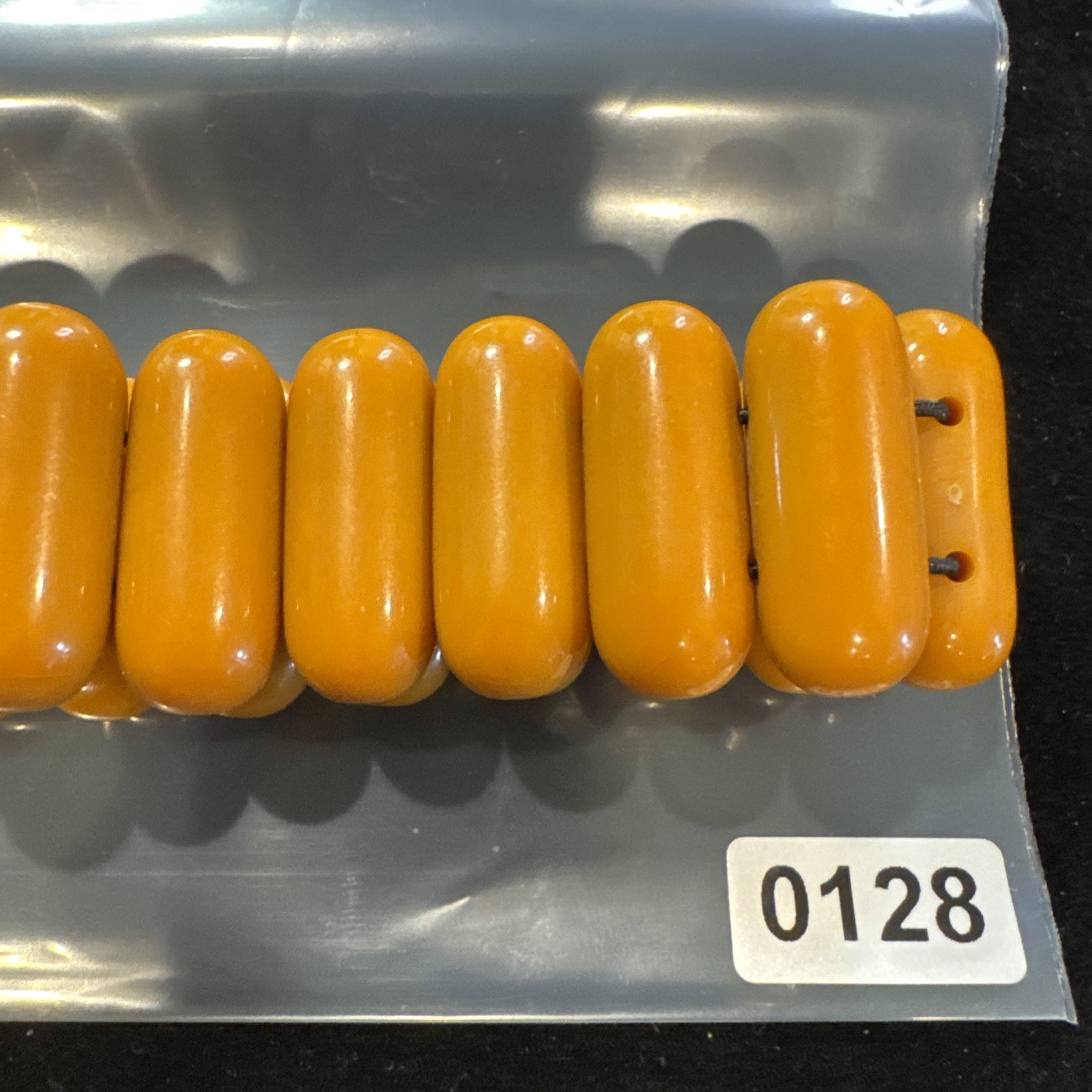 VTG Yellow Butterscotch Bakelite Stretch Bracelet Rockabilly MOD