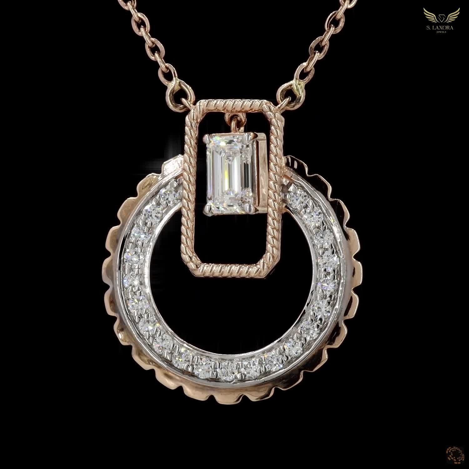 Lab Created Diamond 0.82ct Pendant Necklace Rose Gold Plated Gift