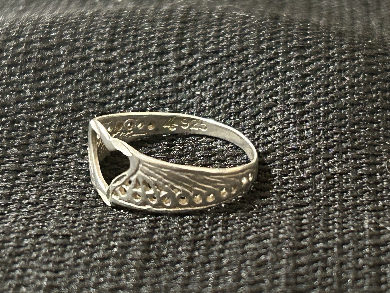 Vintage 925 Sterling Silver Ring Open Heart With Filigree Band Design Size 7