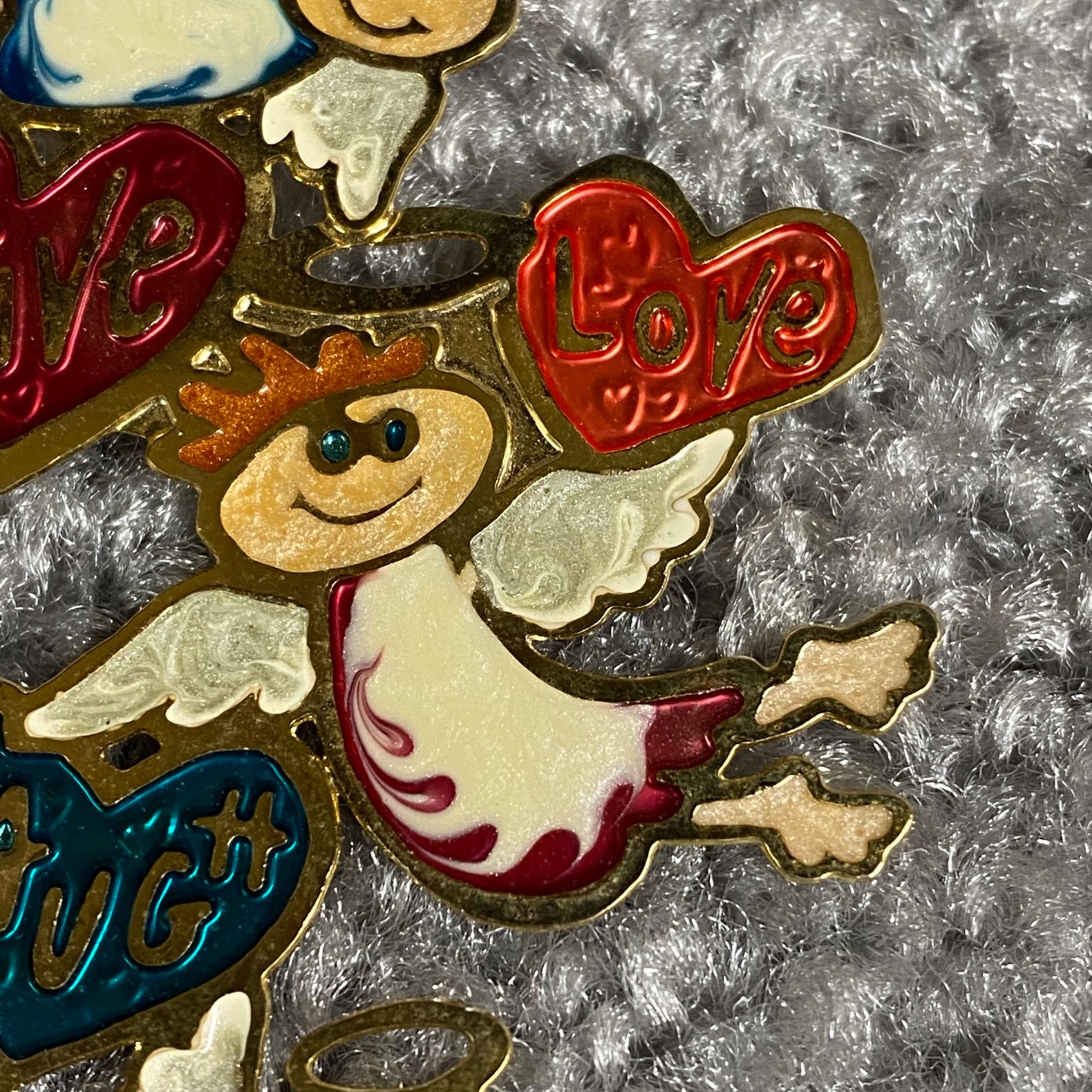 Live Love Laugh Three Angel Pin Brooch Hearts Angels Any Occasion