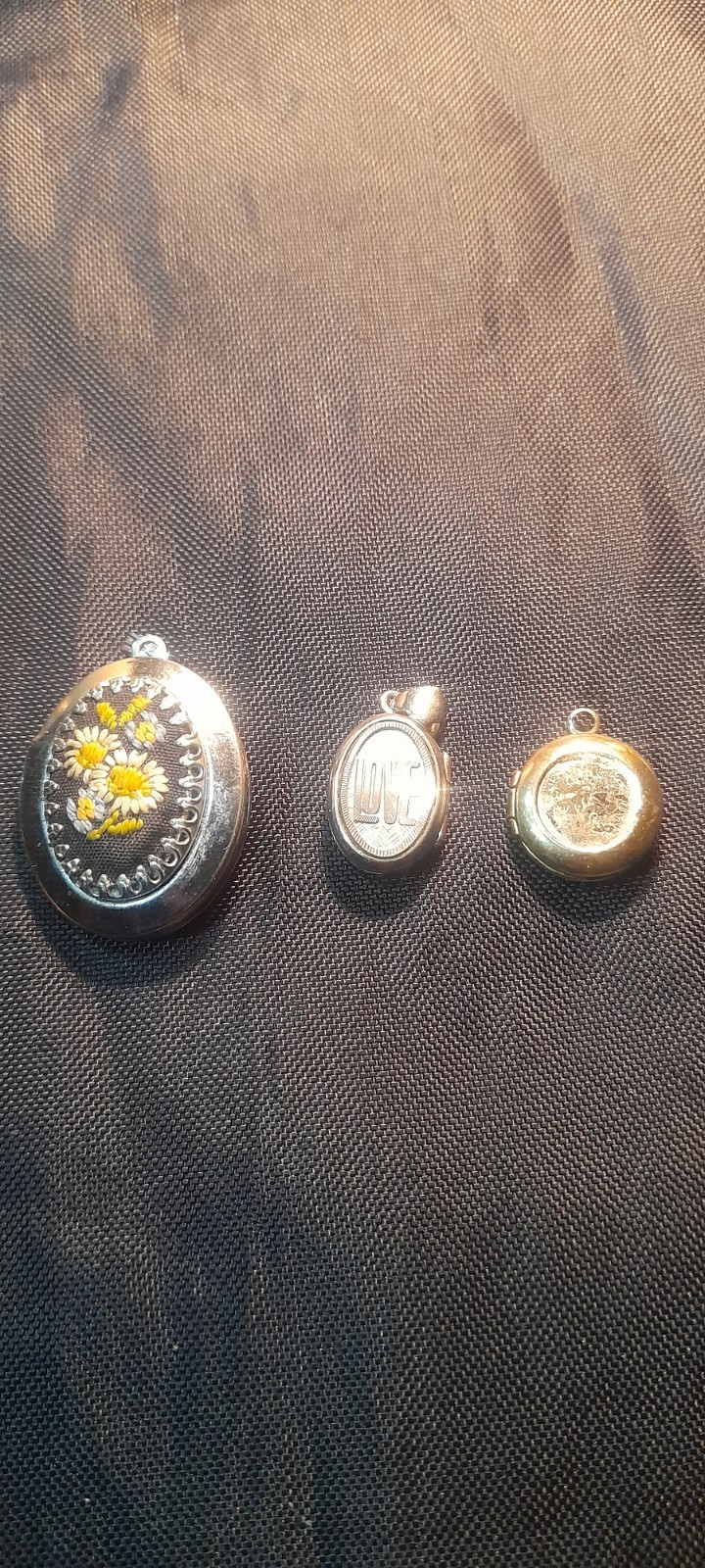 3 Vintage Antique Lockets Pendants Lot
