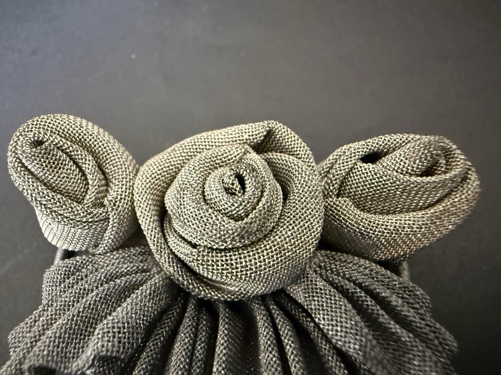Vintage Silver Mesh Rose Brooch Pin Floral Art Deco Mid Century Style 3.5″