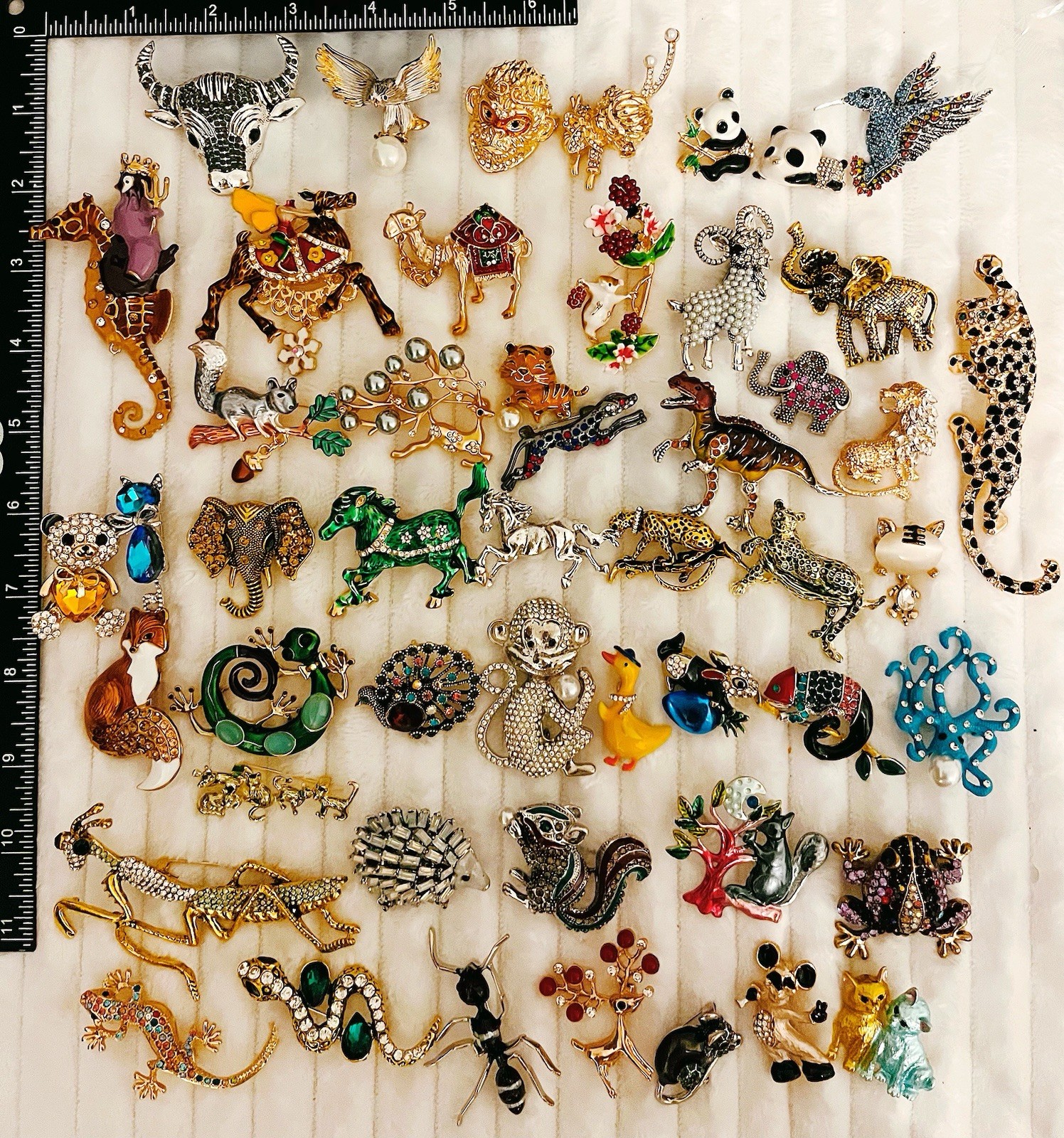 50pc Animal Brooch Lot Rhinestone Enamel Insect Bird Crystal Pin