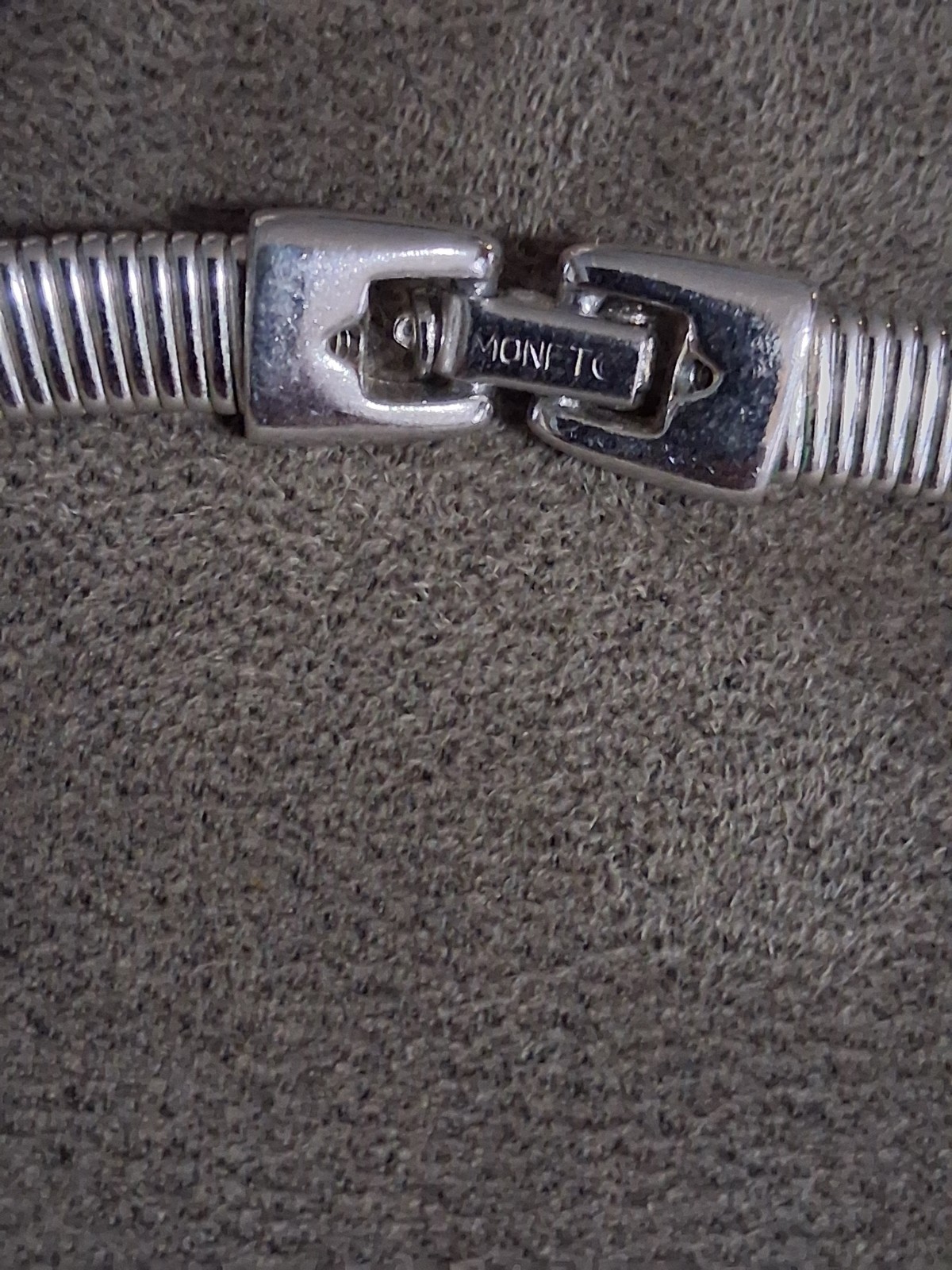 Monet Silver-Tone Omega Silver And Black Vintage Necklace