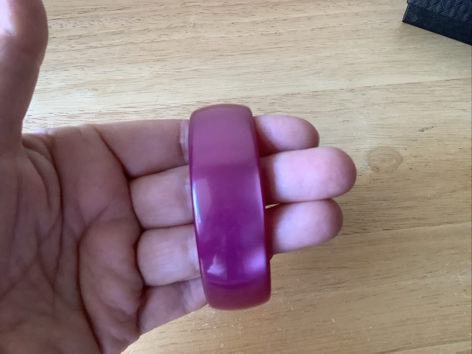 Vintage Moonglow Bangle Bracelets 2 Purple Grey Thermoset Glows Low Profile