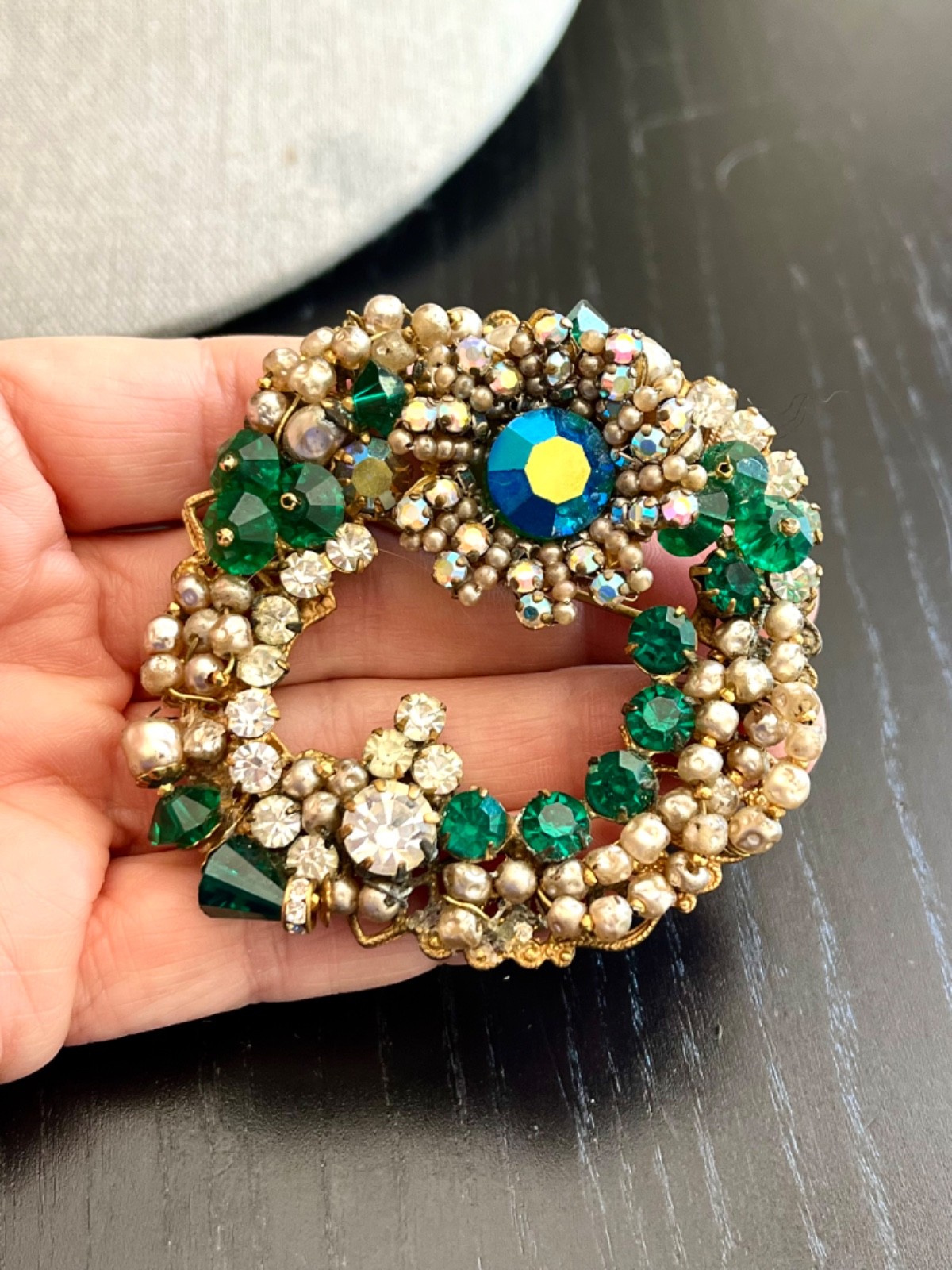 Incredible Vintage 40’s Robert Bracelet Brooch Earrings Pearls Glass Beads etc