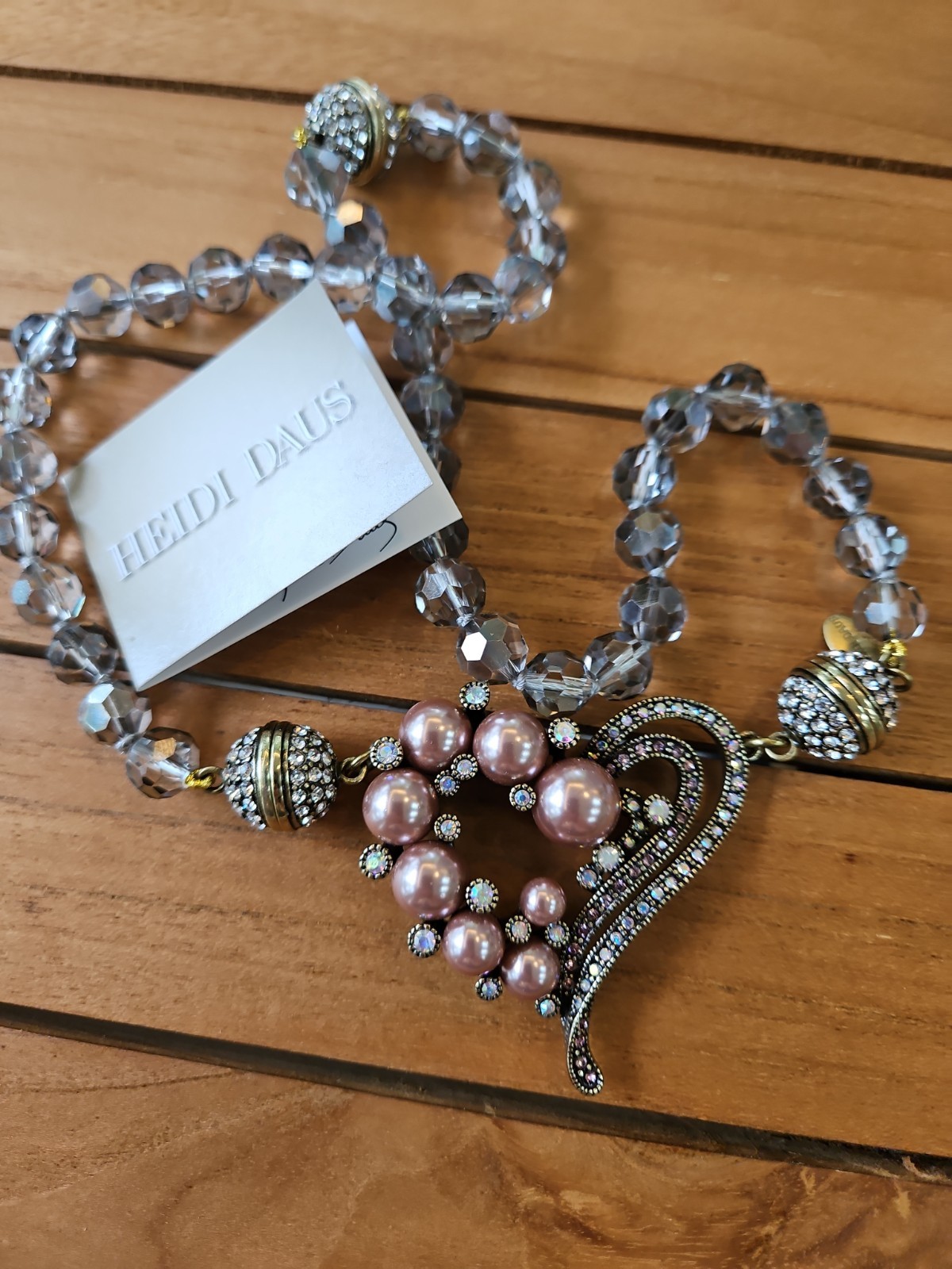 Heidi Daus Pink Pearl & Crystal MAGNETIC pendant From the Snap Apart Collection