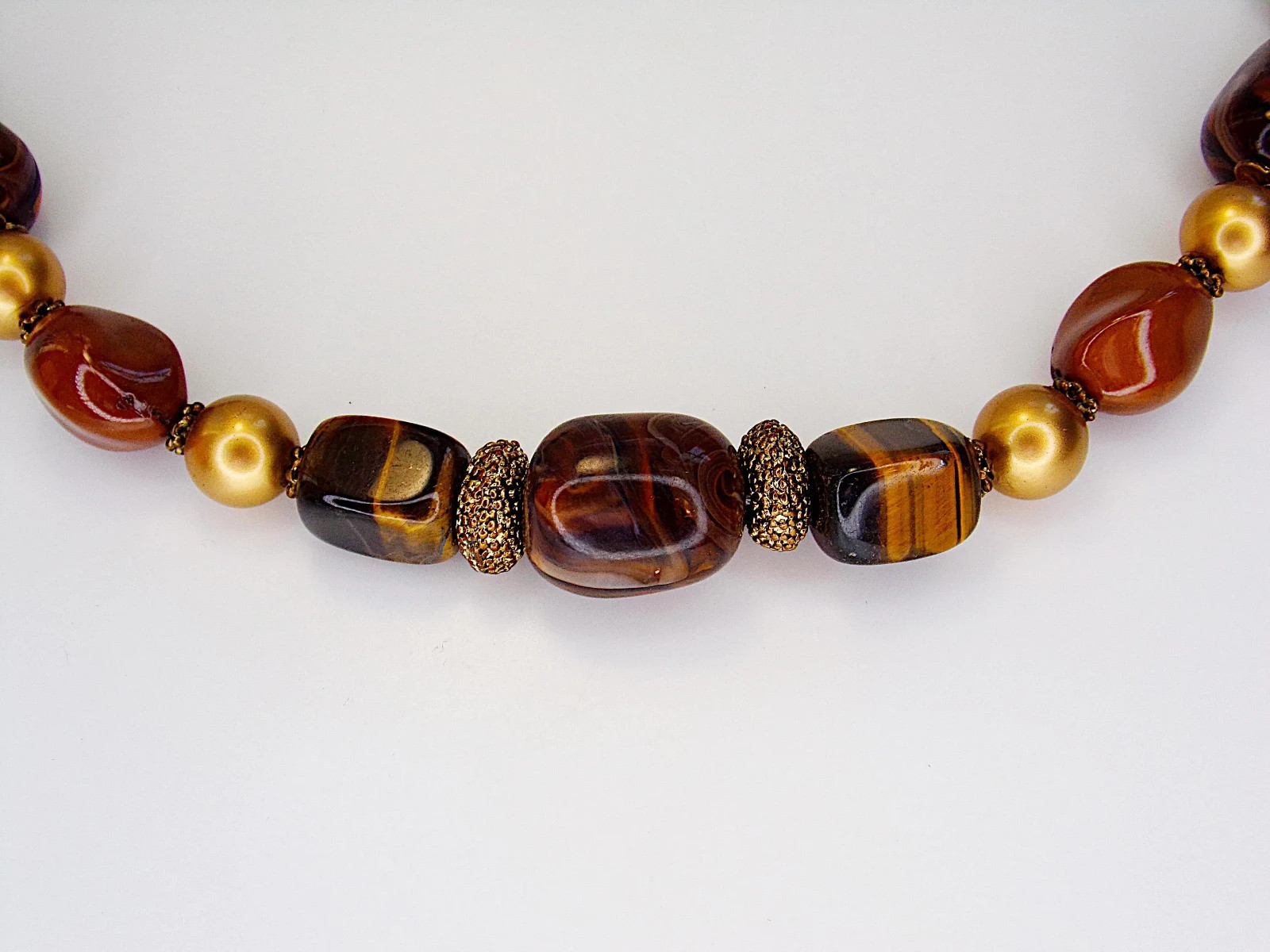 Elegant Tiger’s Eye Beaded Necklace, Gift for Her, Jewelry, Golds & Browns