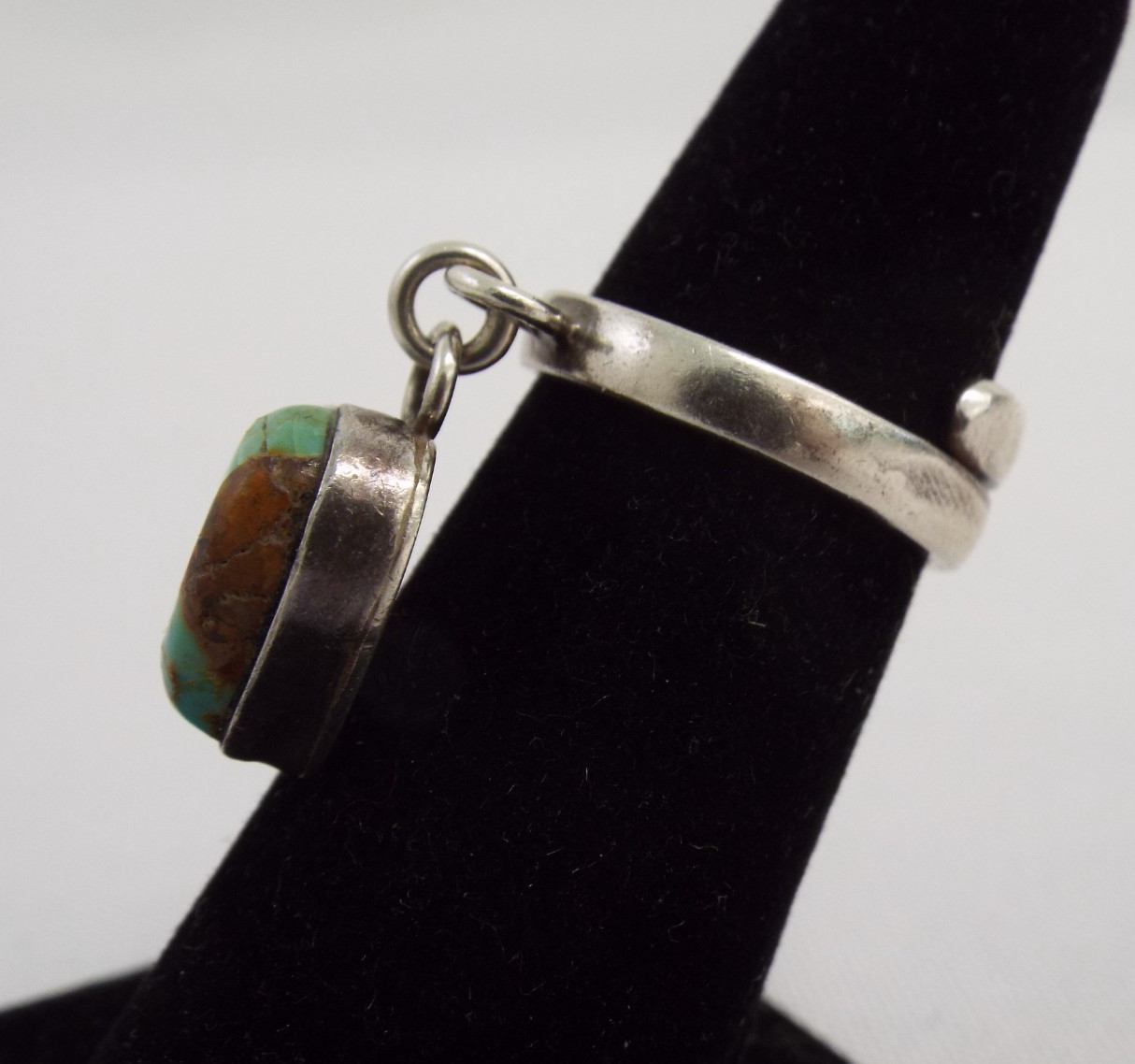 Joan Slifka Designs STERLING SILVER Turquoise Dangle Heart Ring Size 5.5 6g