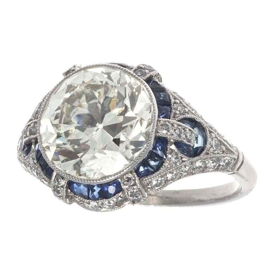 5Ct Art Deco Style Lab Created Diamond Engagement Wedding 14K White Gold FN Ring