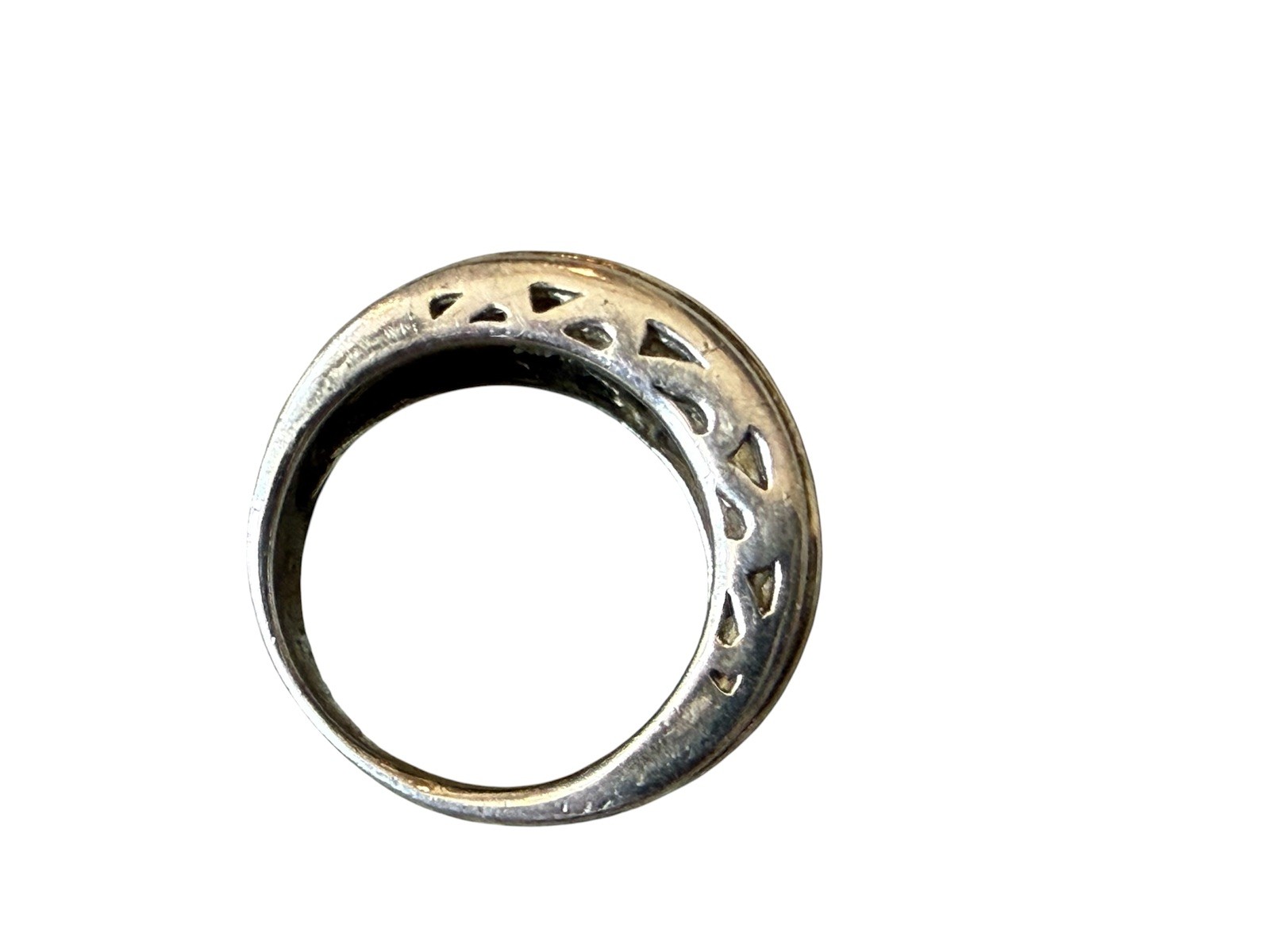 Vintage Sterling Silver 925 Pink CZ Band Ring 12mm Wide Size 6.25 9g