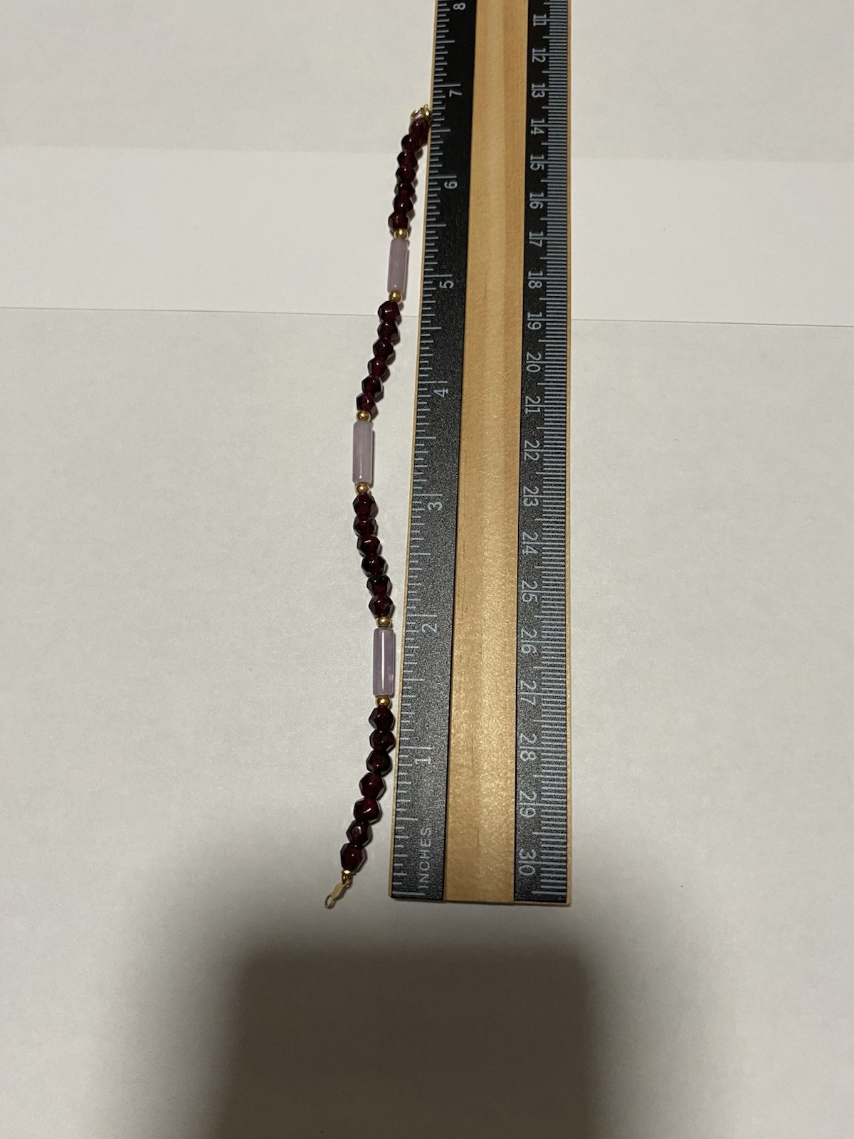 14kt Rose Quartz Garnet Necklace 16” Bracelet 6.5” Set