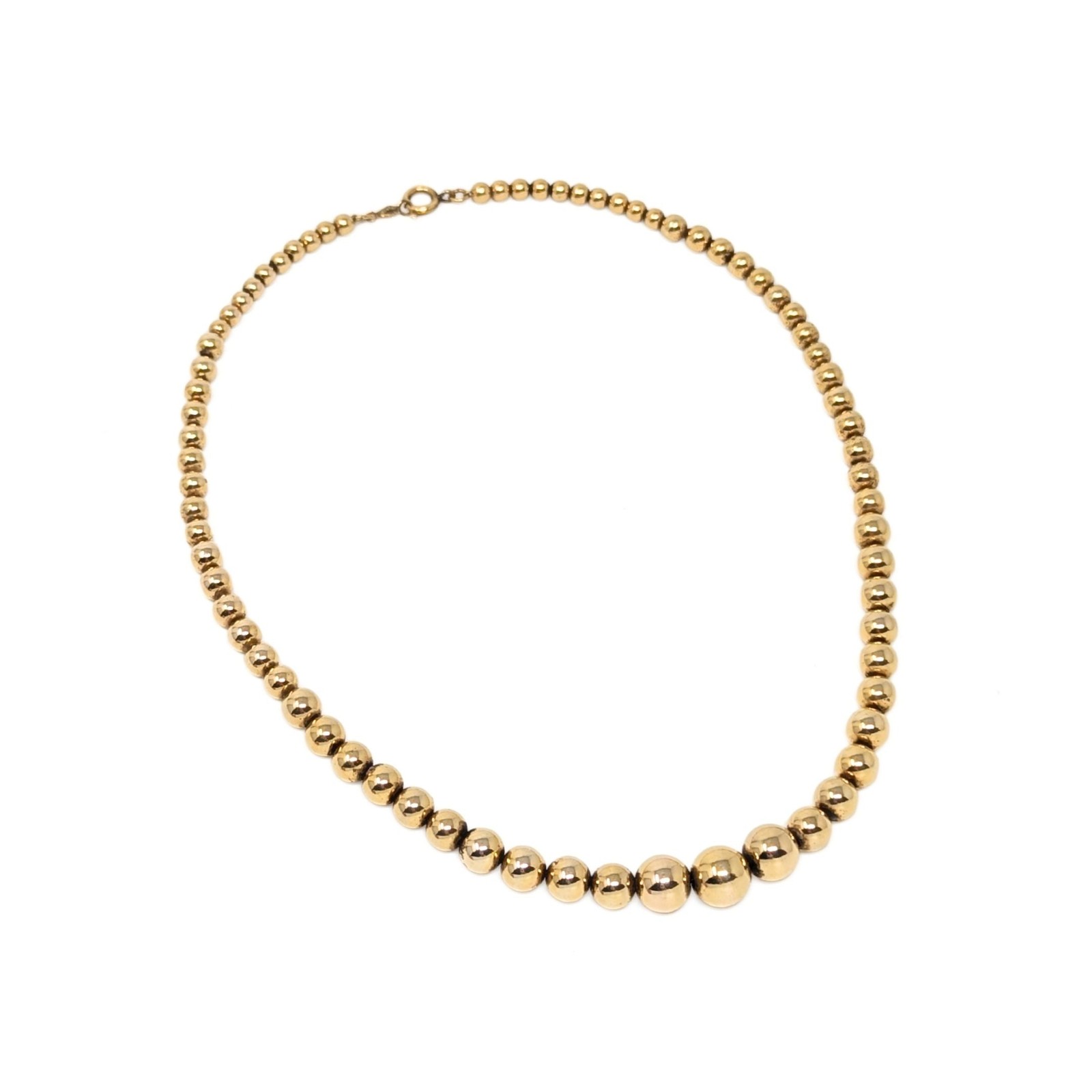 Vintage Van Dell 1/20 12K GF Gold Filled Graduated Bead Ball Necklace, 15.5”